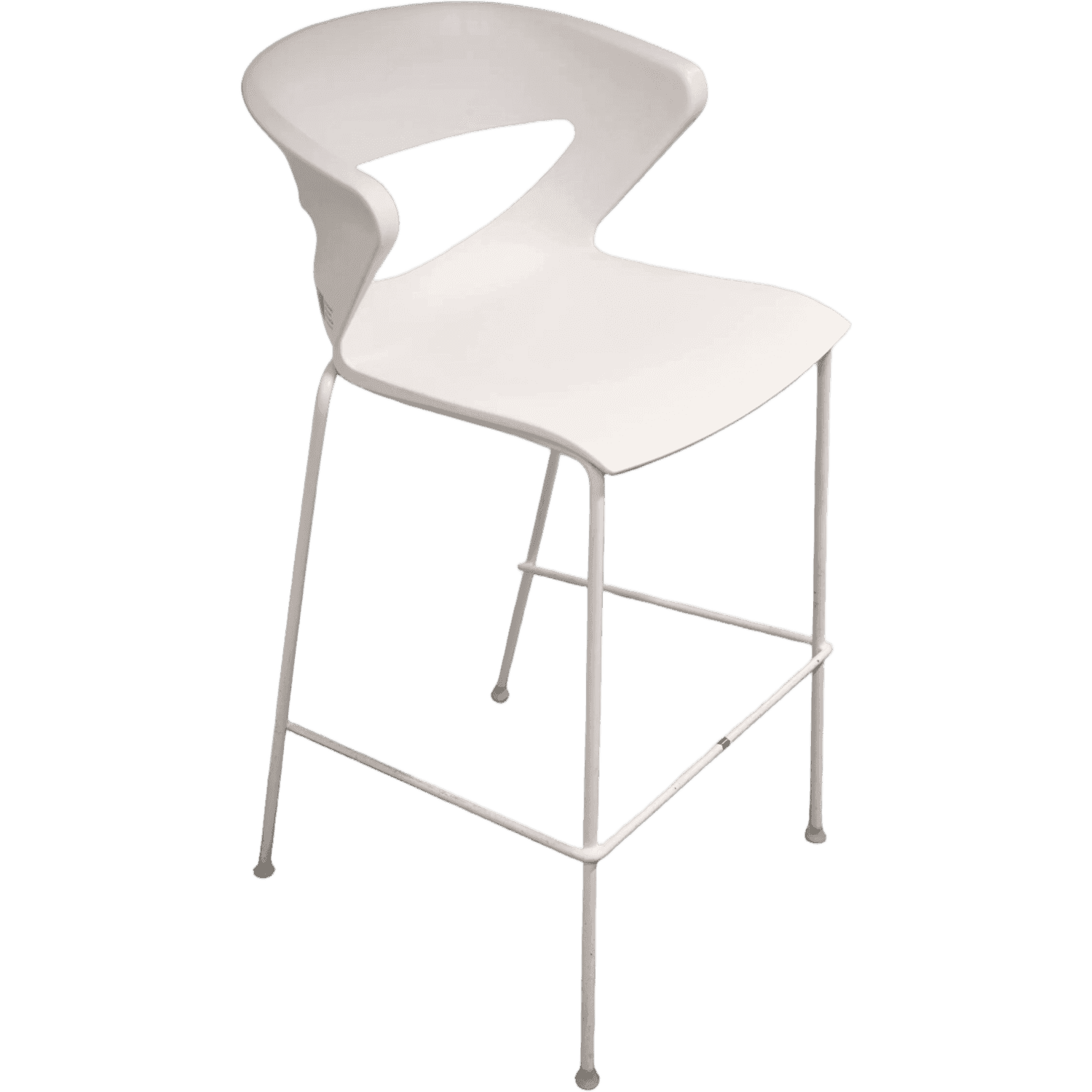 KICCA White Plastic Bar Stool with Integrated Backrest and Sleek Modern Design product image