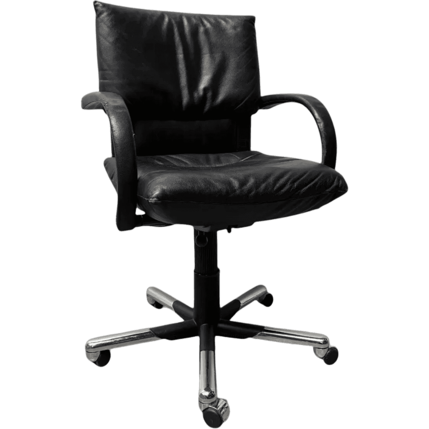 Vitra Black Leather Office Chair with Adjustable Features and signs of use by Antonio Citterio product image