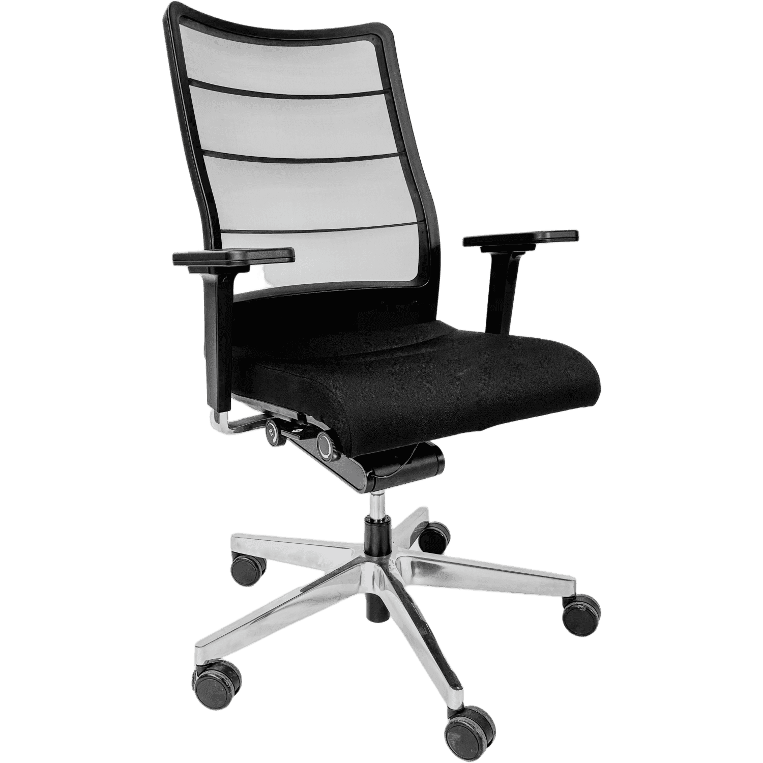 INTERSTUHL Adjustable black office chair with mesh back on wheels product image