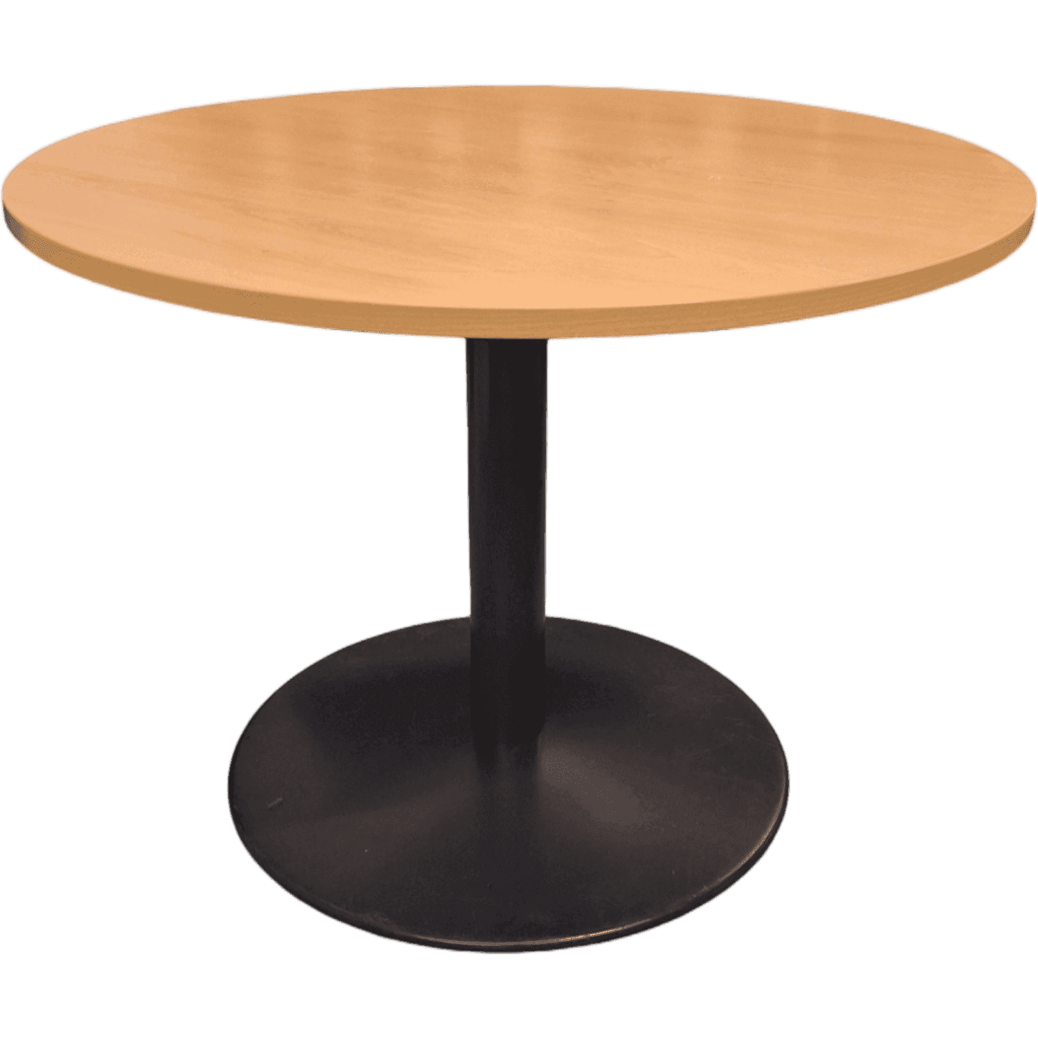 100cm Laminate wooden rond table with black leg and small damage on the top product image