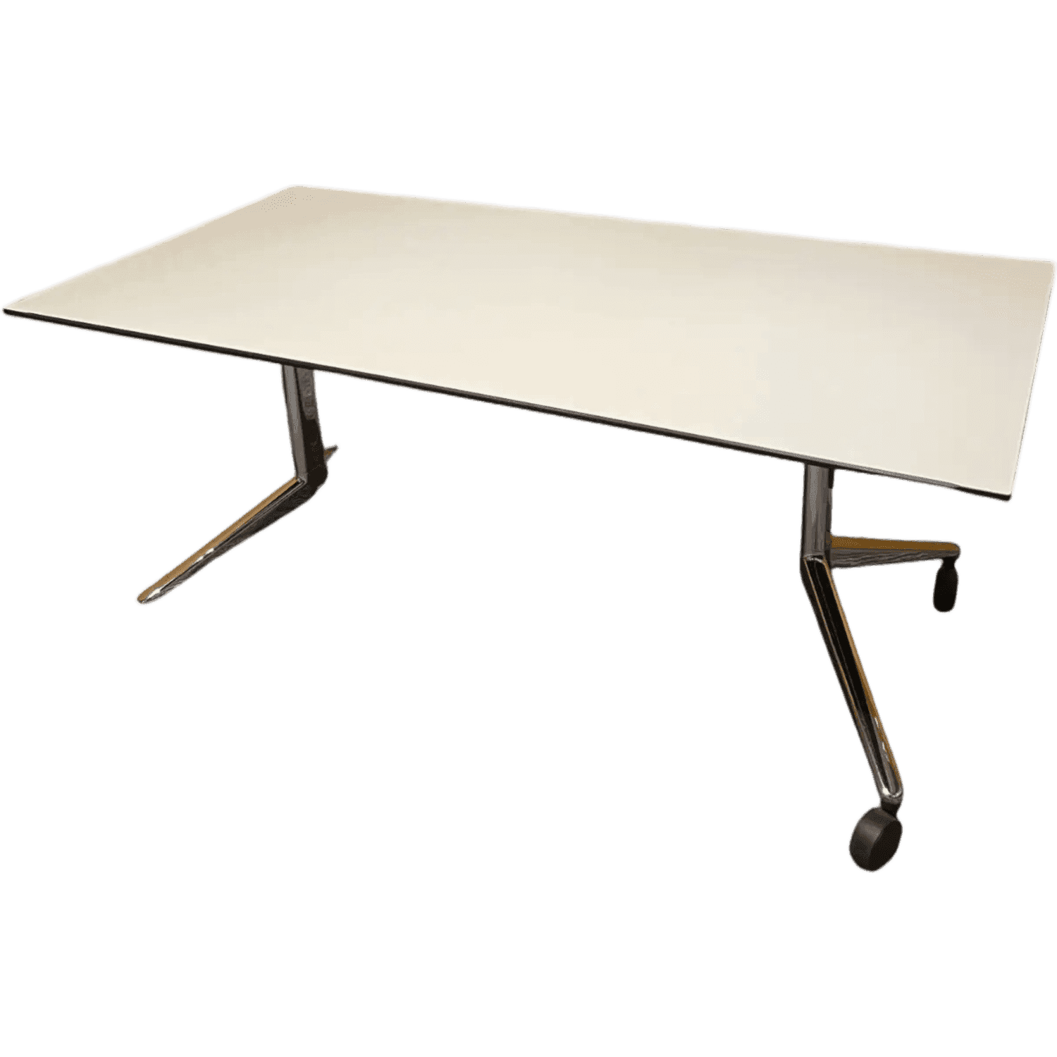 Ahrend 180cm WhiteBeige top table on 2 wheels product image