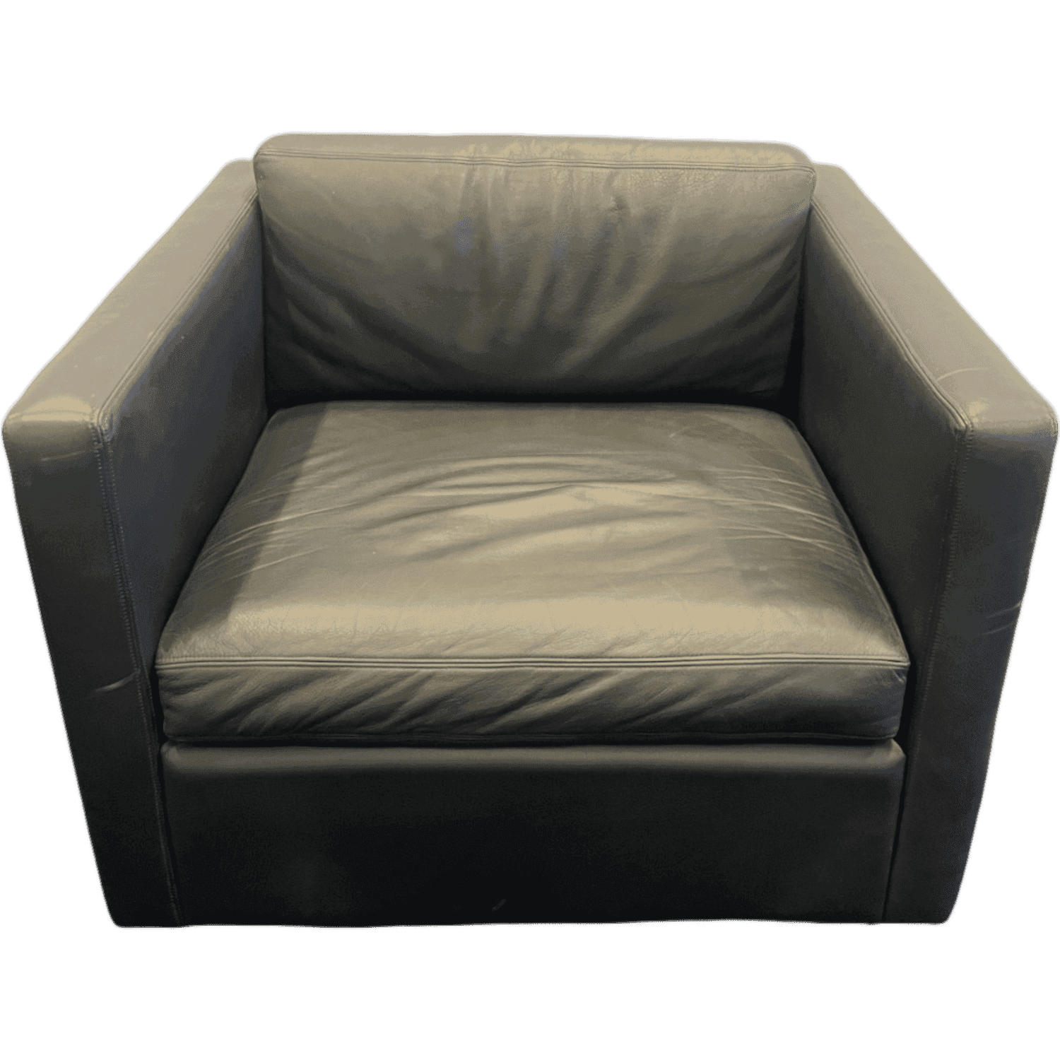 Black Leather Armchair with Contemporary Square Design product image