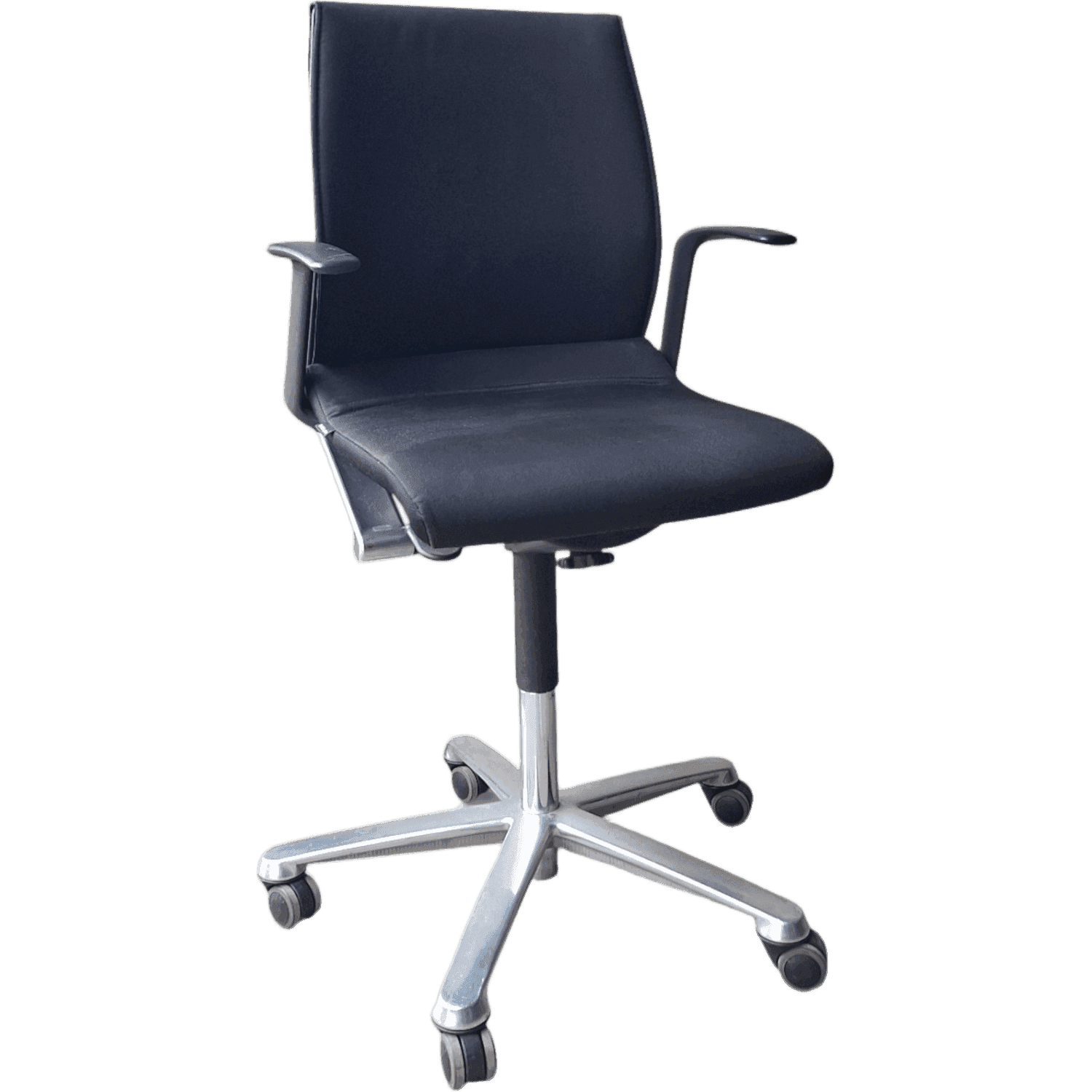 Wilkhahn dark brown office chair on steel wheeled legs product image