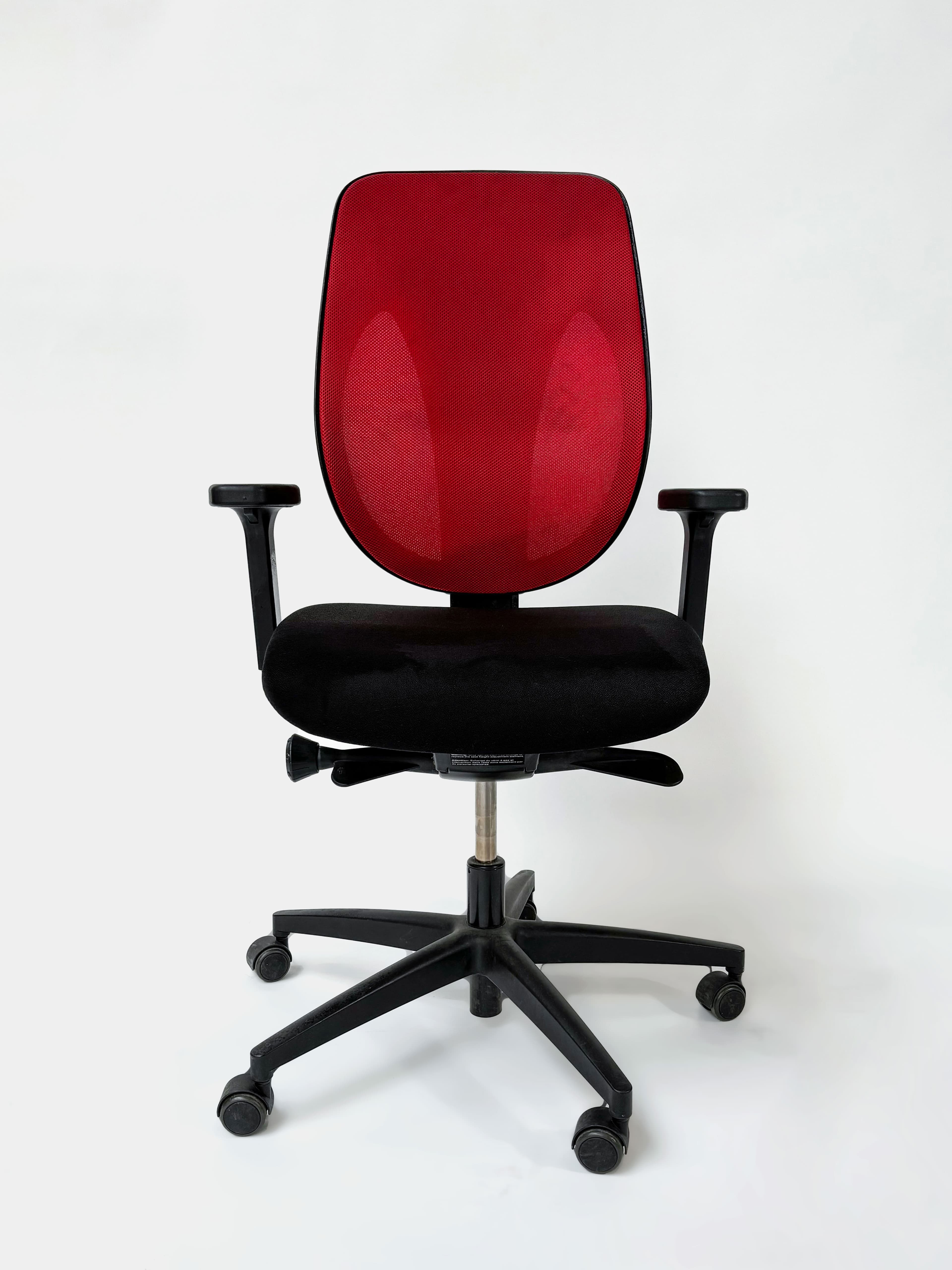 GIROFLEX Ergonomic adjustable red and black office chair on wheels-2