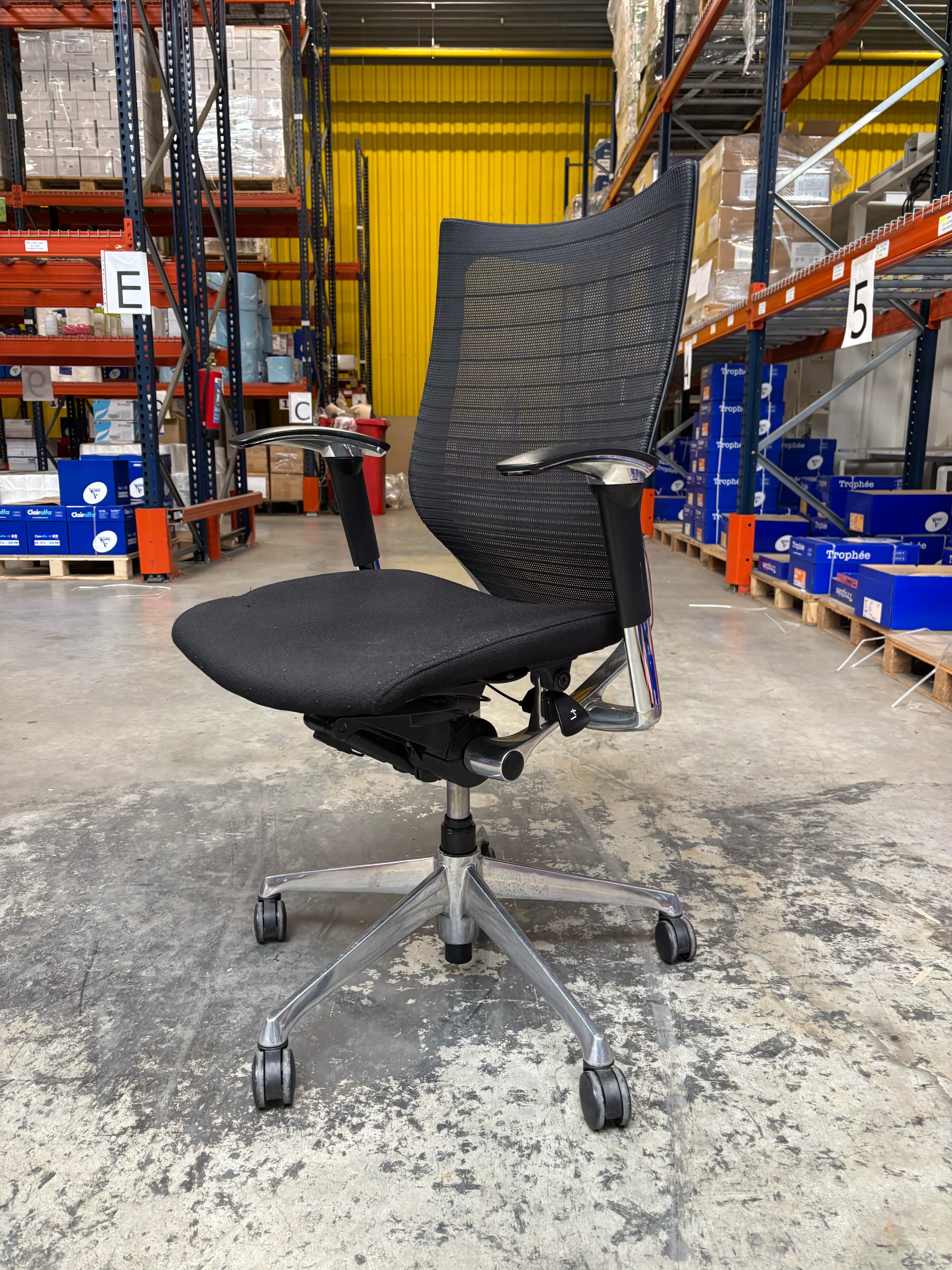 Okamura Black Mesh Office Chair with Ergonomic Design-1