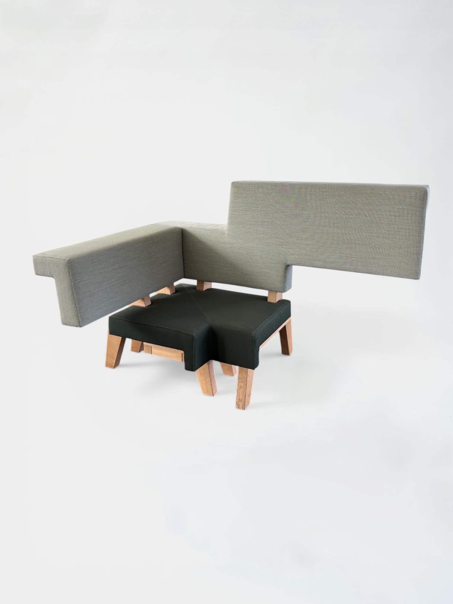 PROOF canapé vert clair et vert foncé sur structure en bois-0