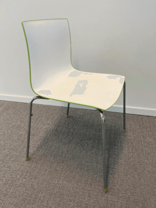 Arper White and Green Plastic Chair-2