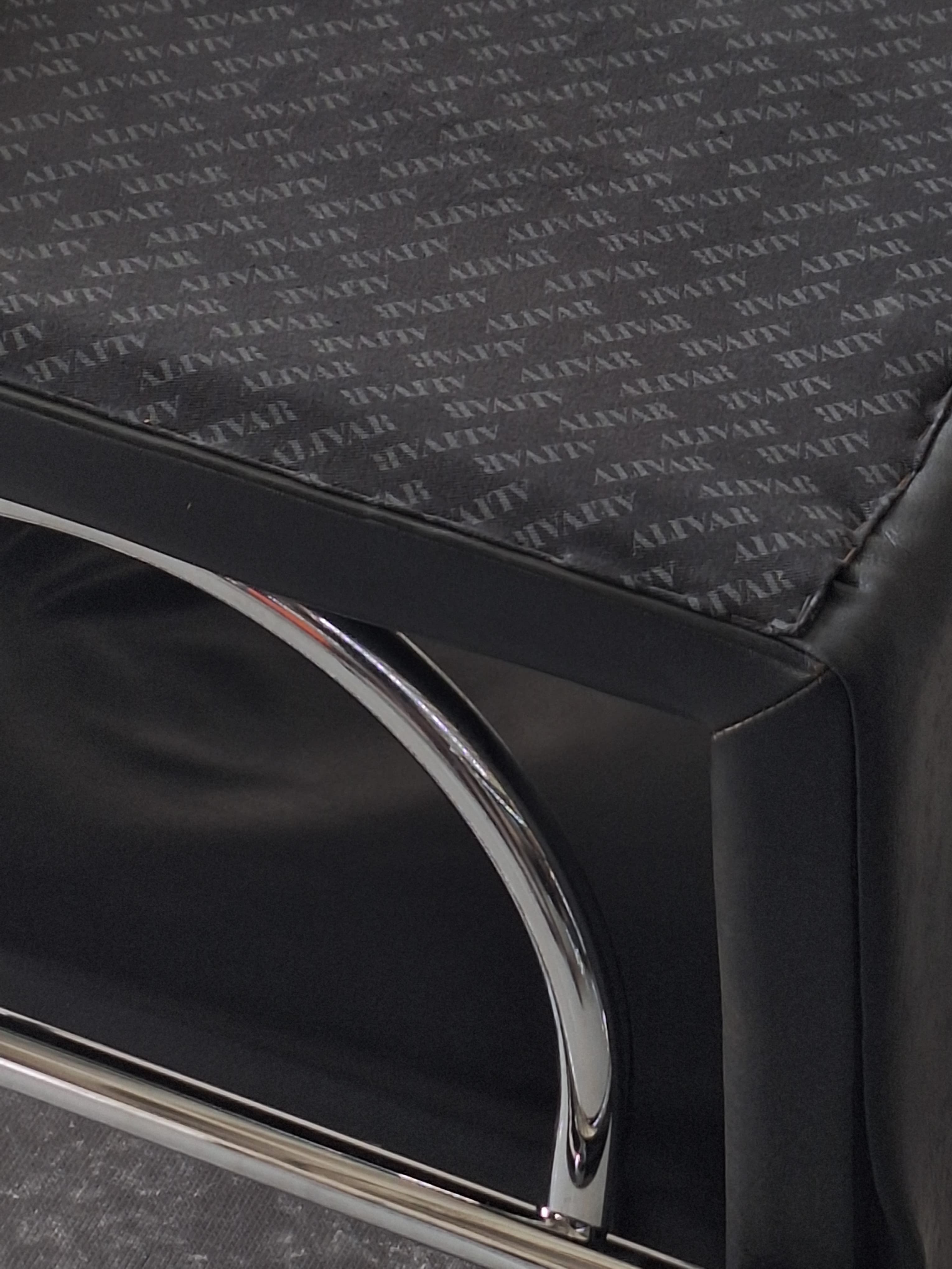 Knoll Brno replica Black leather chair with steel armrest and legs-5