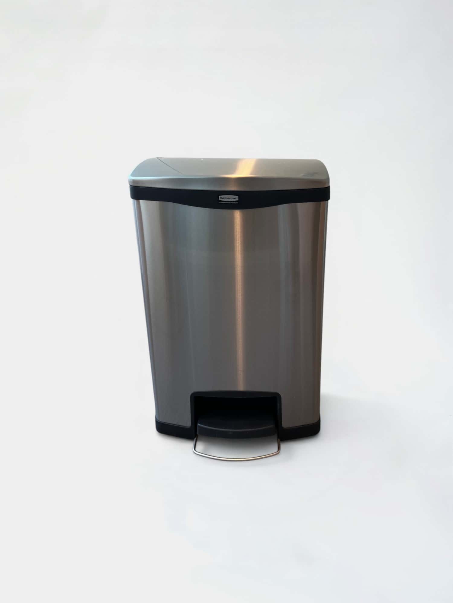 Rubbermaid Black Gray Plastic Metal Trash Bin product image
