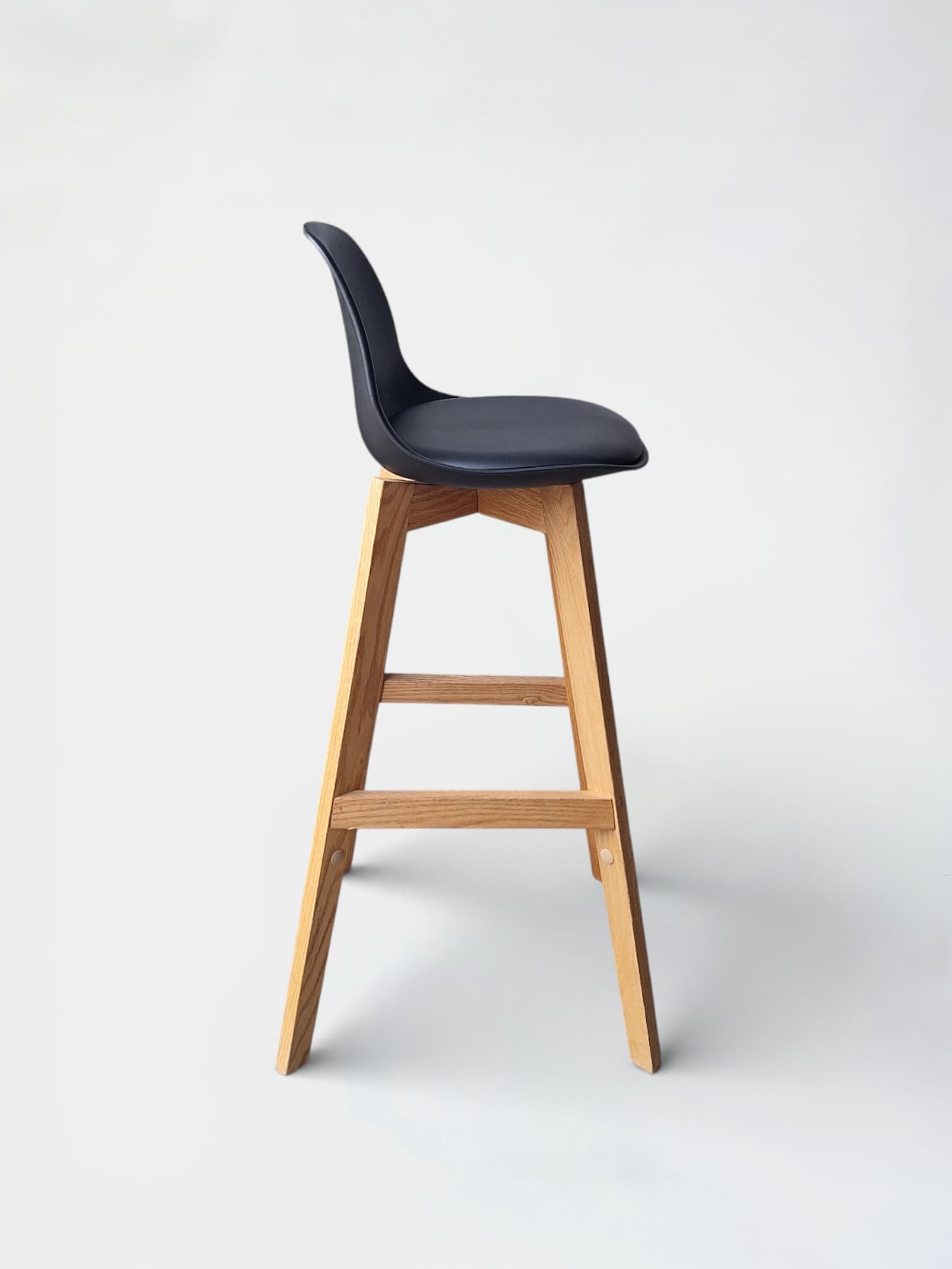 Maison du Monde ICE Black Bar Stool with Wooden Legs-2
