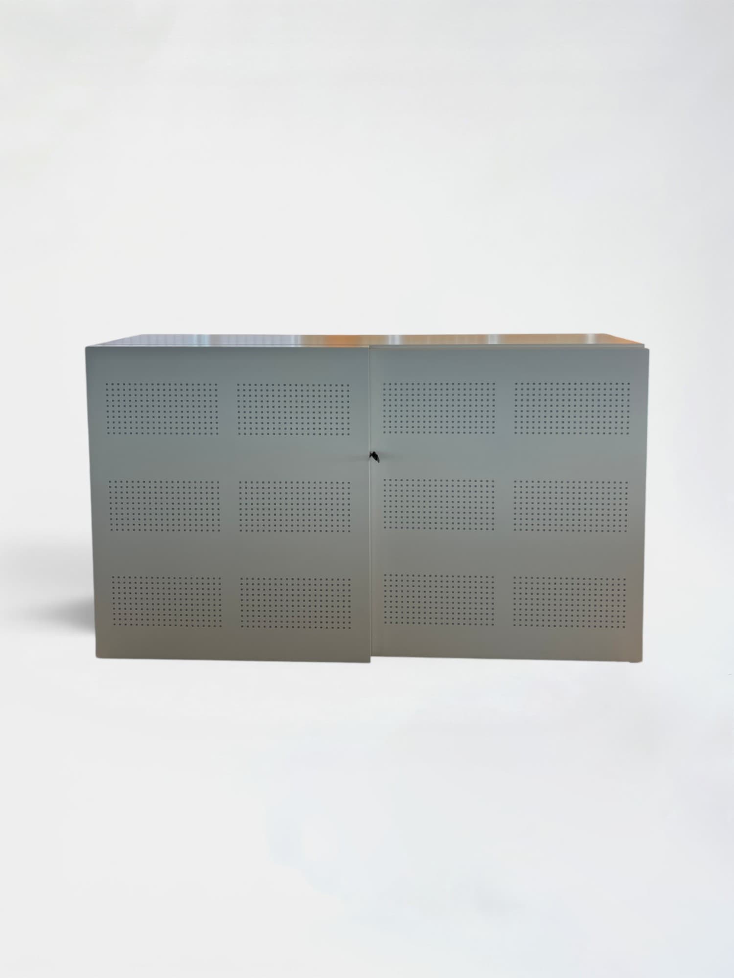 White Metal Acoustic Storage With Sliding Doors-0