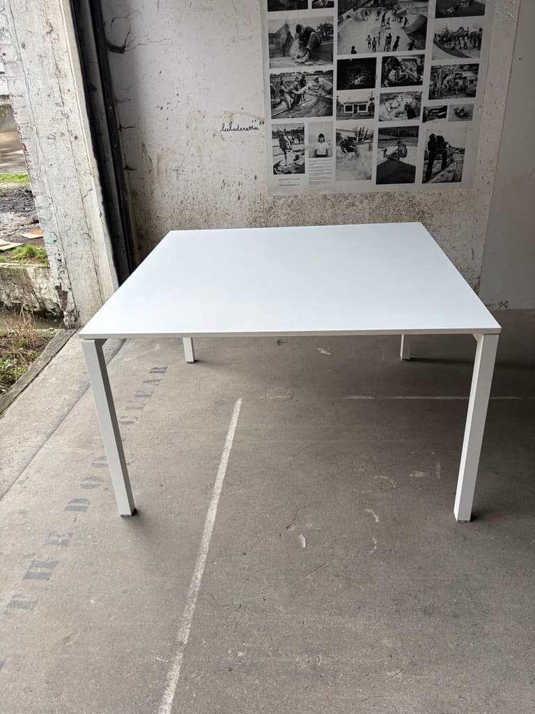 125cm square white table-1