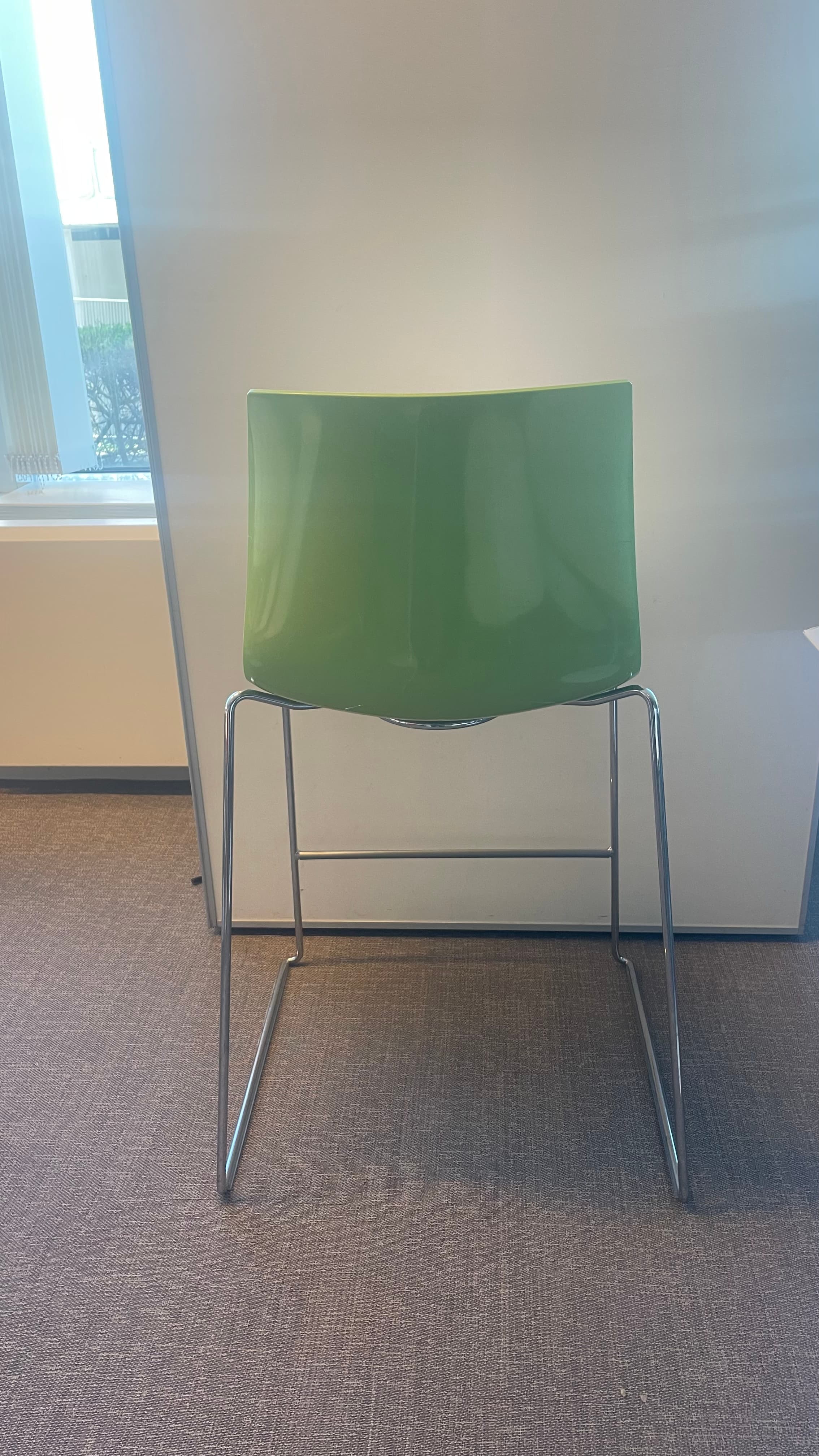 Arper Green and White Plastic Stool-3
