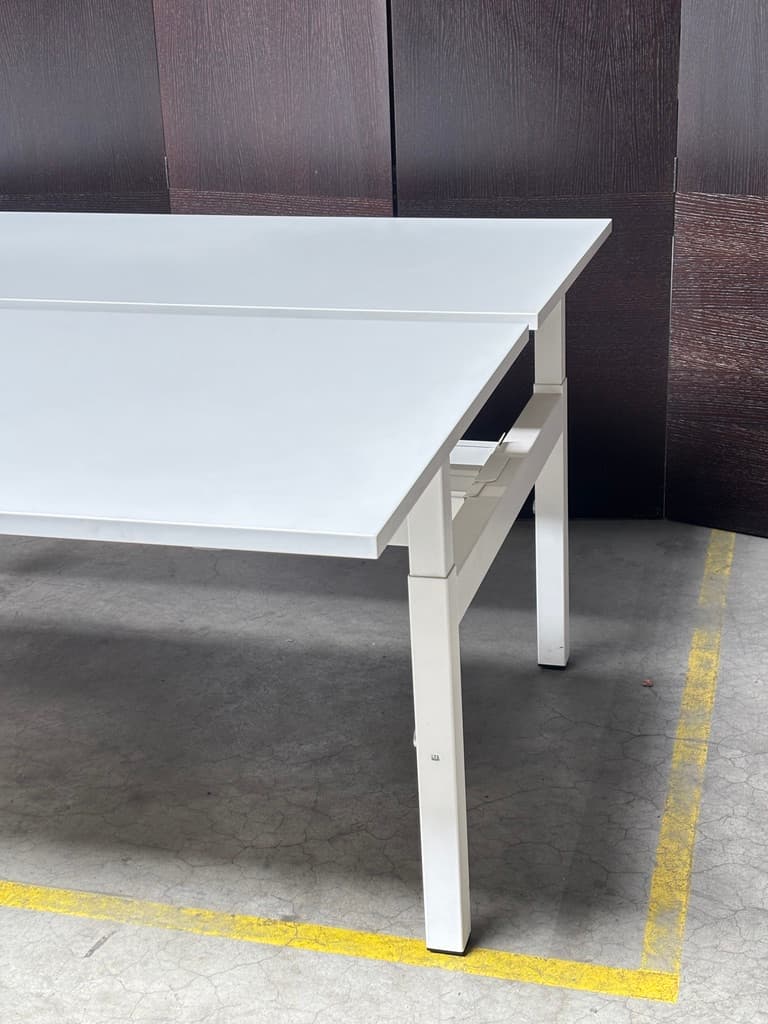 180x160cm White bench duo desk without divider-1