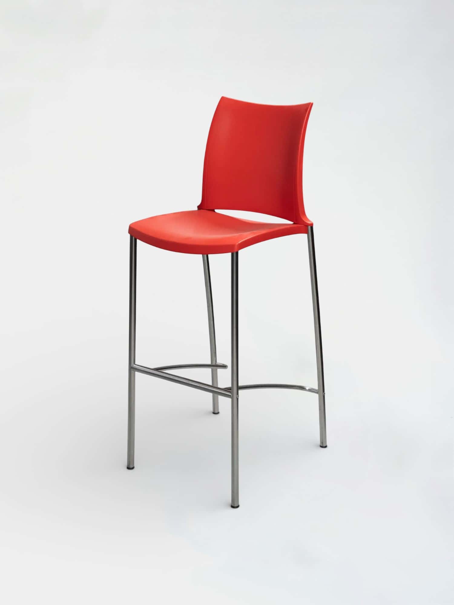 Kusch+Co Red high bar stool on chromed frame and footrest product image
