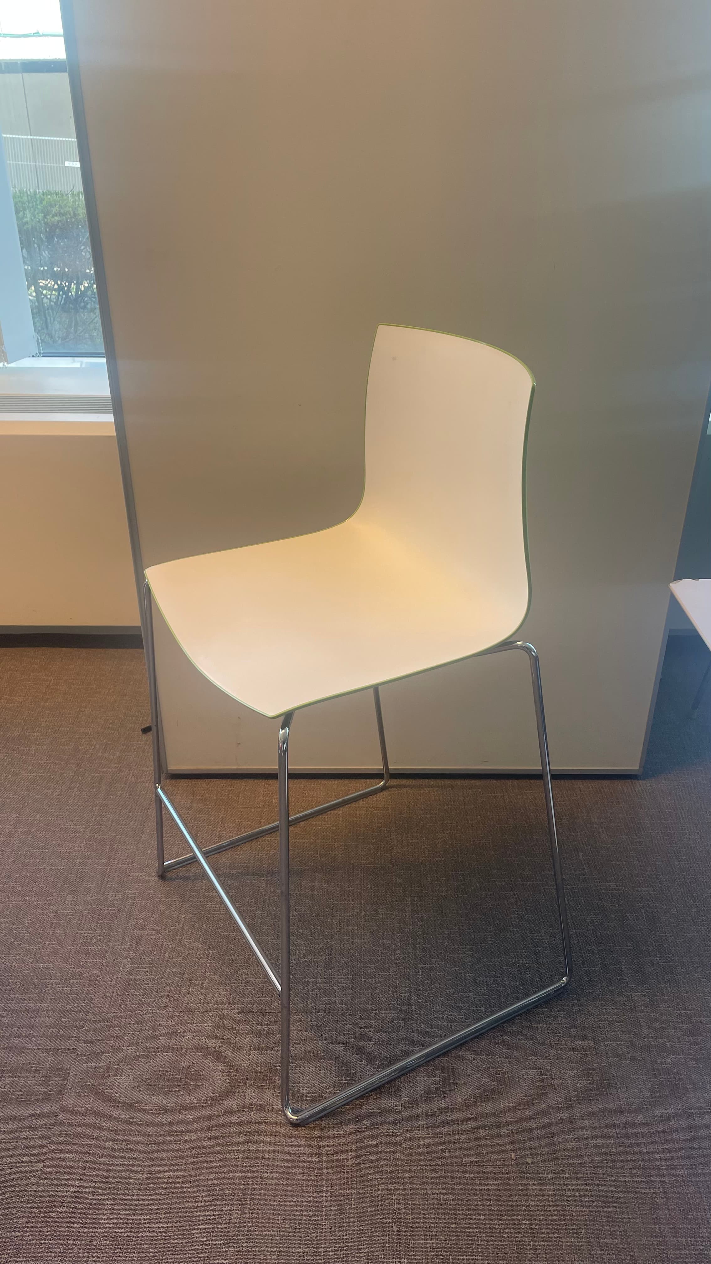 Arper Green and White Plastic Stool-2