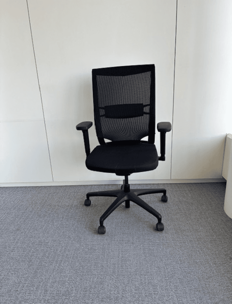 Chaise de bureau Klober en plastique noir, tissu et métal-3