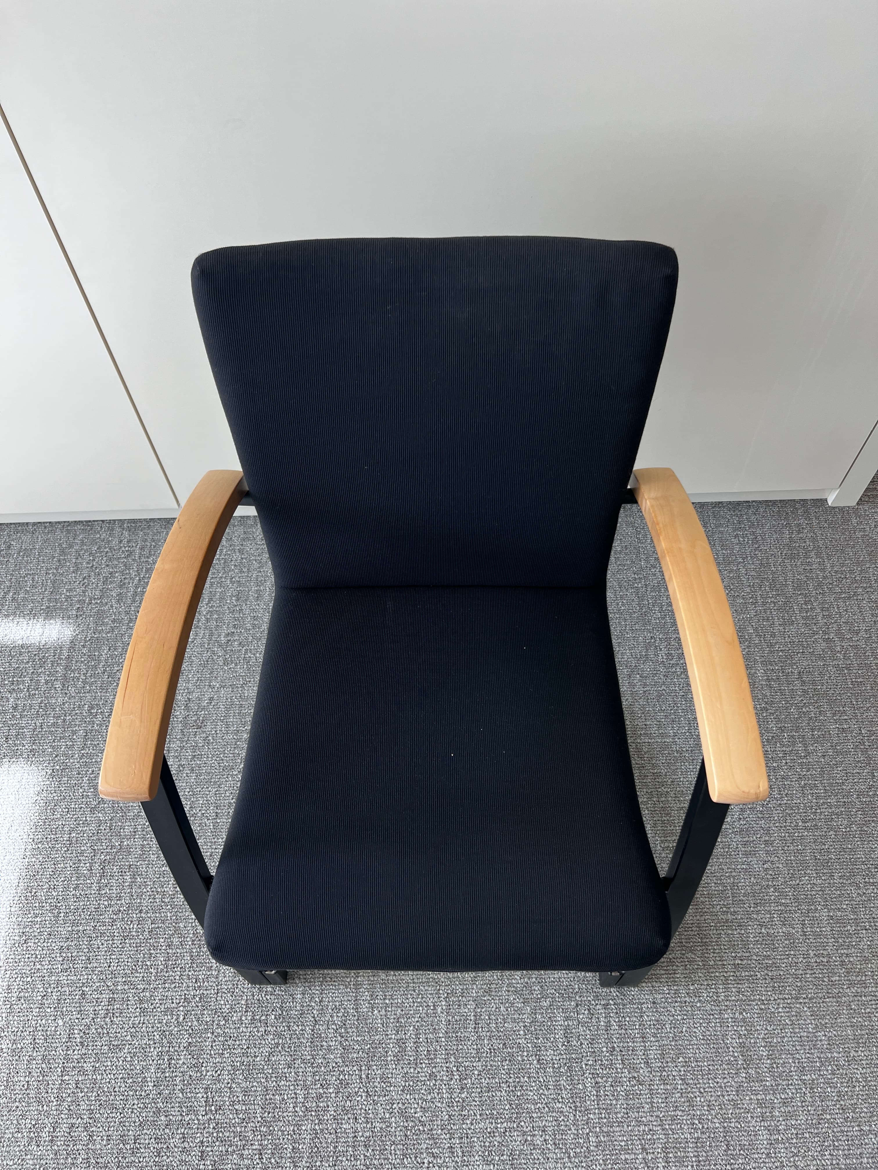 Kinnarps Black Fabric Chair With Wood Armrest-1