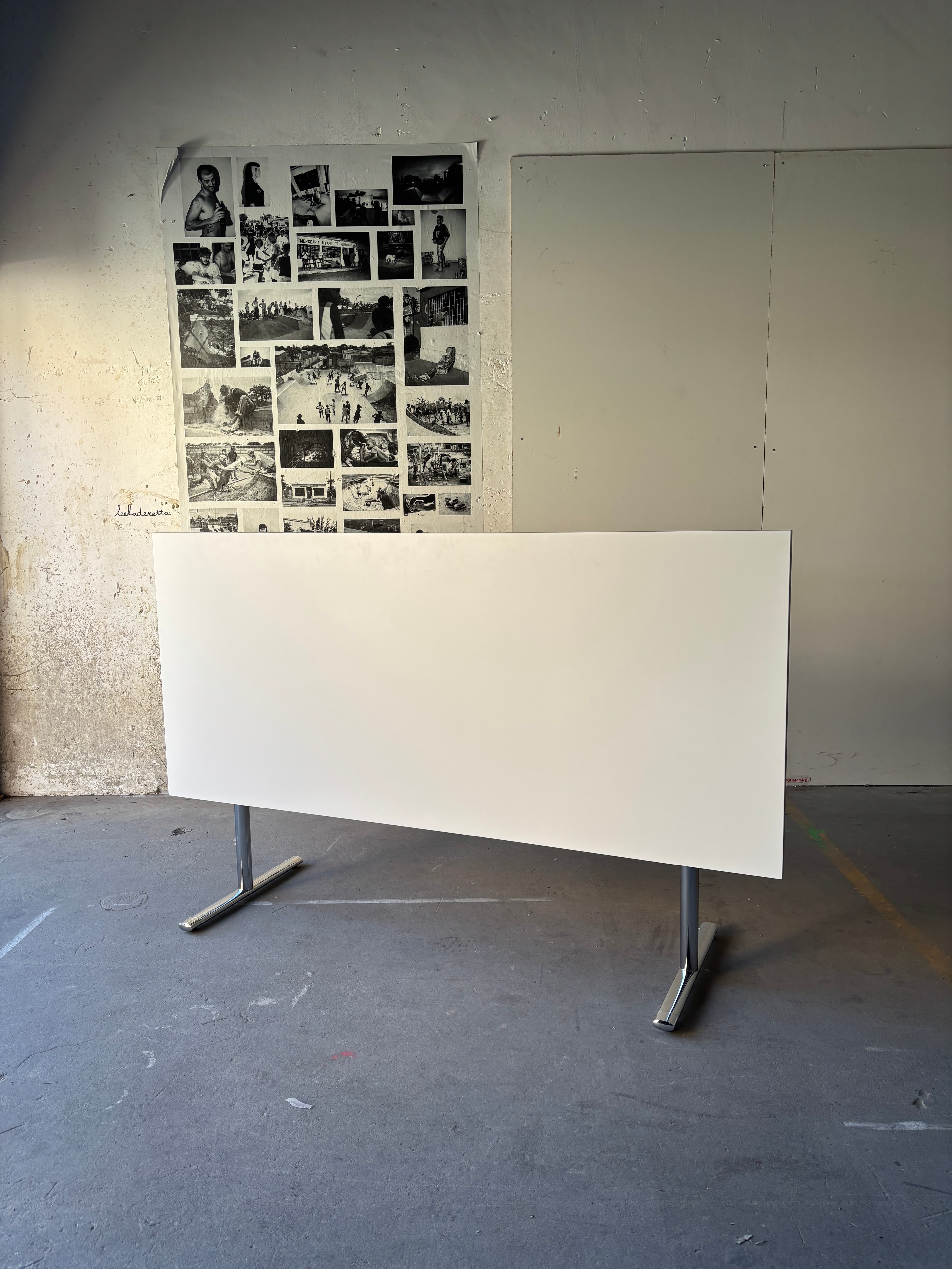 Howe 180cm minimalist Desk with metal legs and white top-2