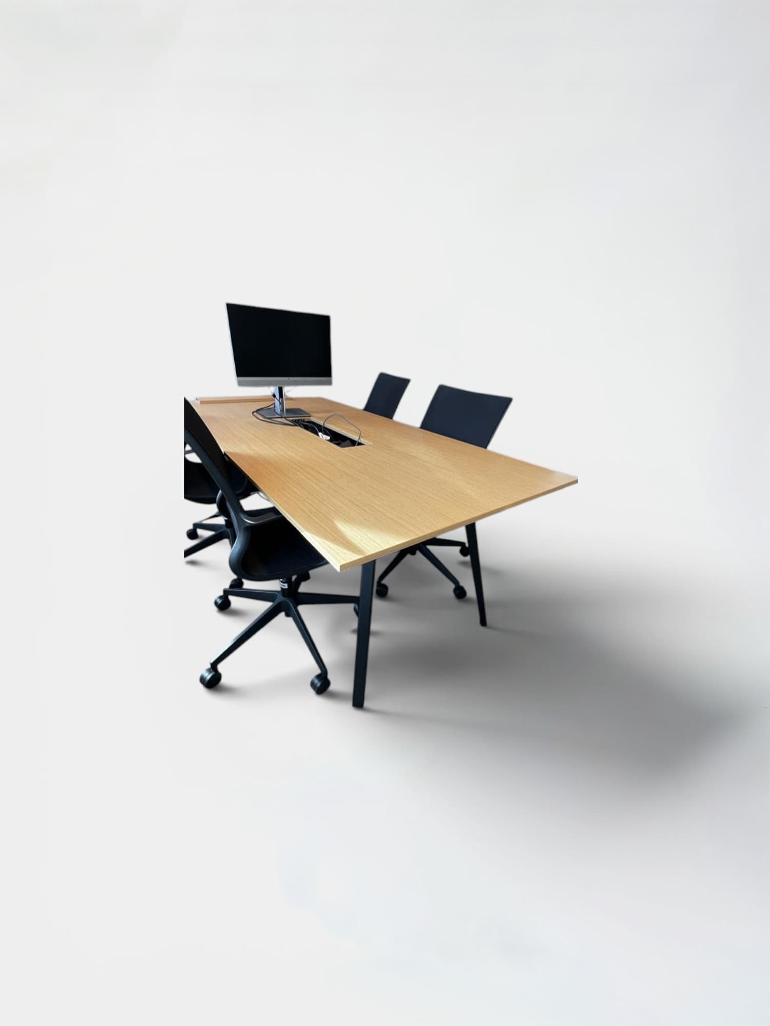 Table de réunion de 200 cm en bois teinté et métal
