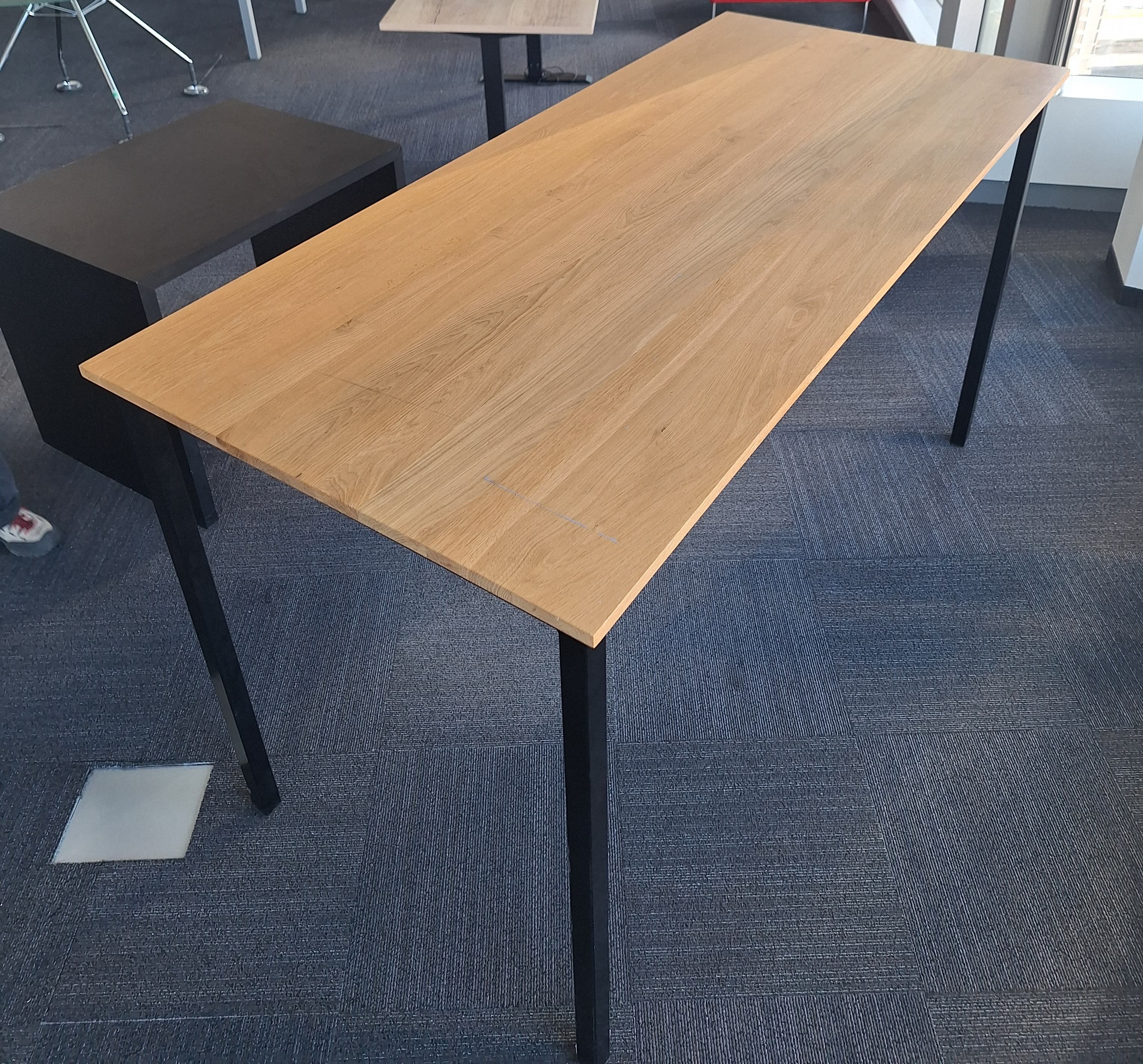 Wooden 200cm high table with black structure-1