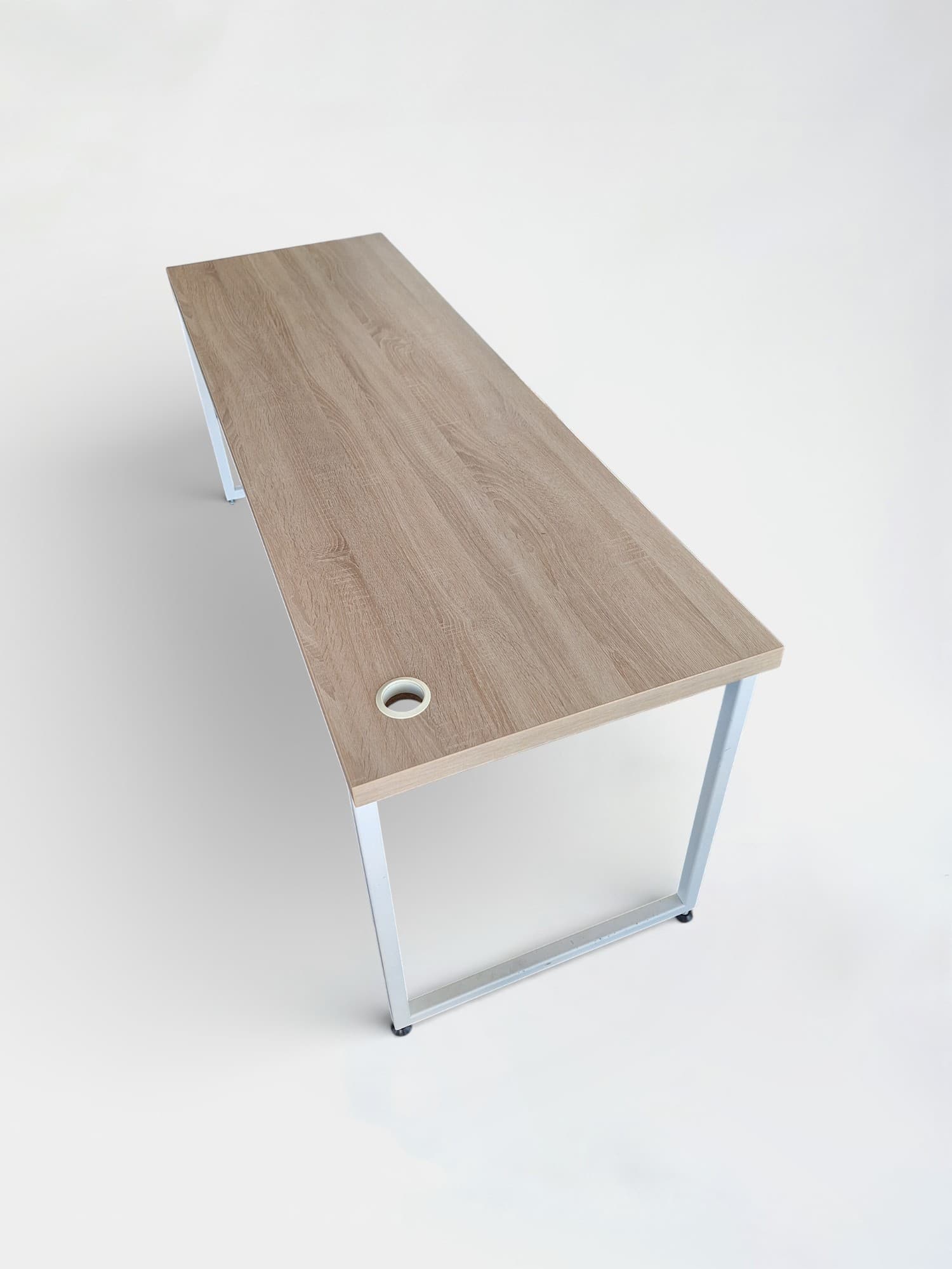 180cm laminate desk with top access and white legs-0