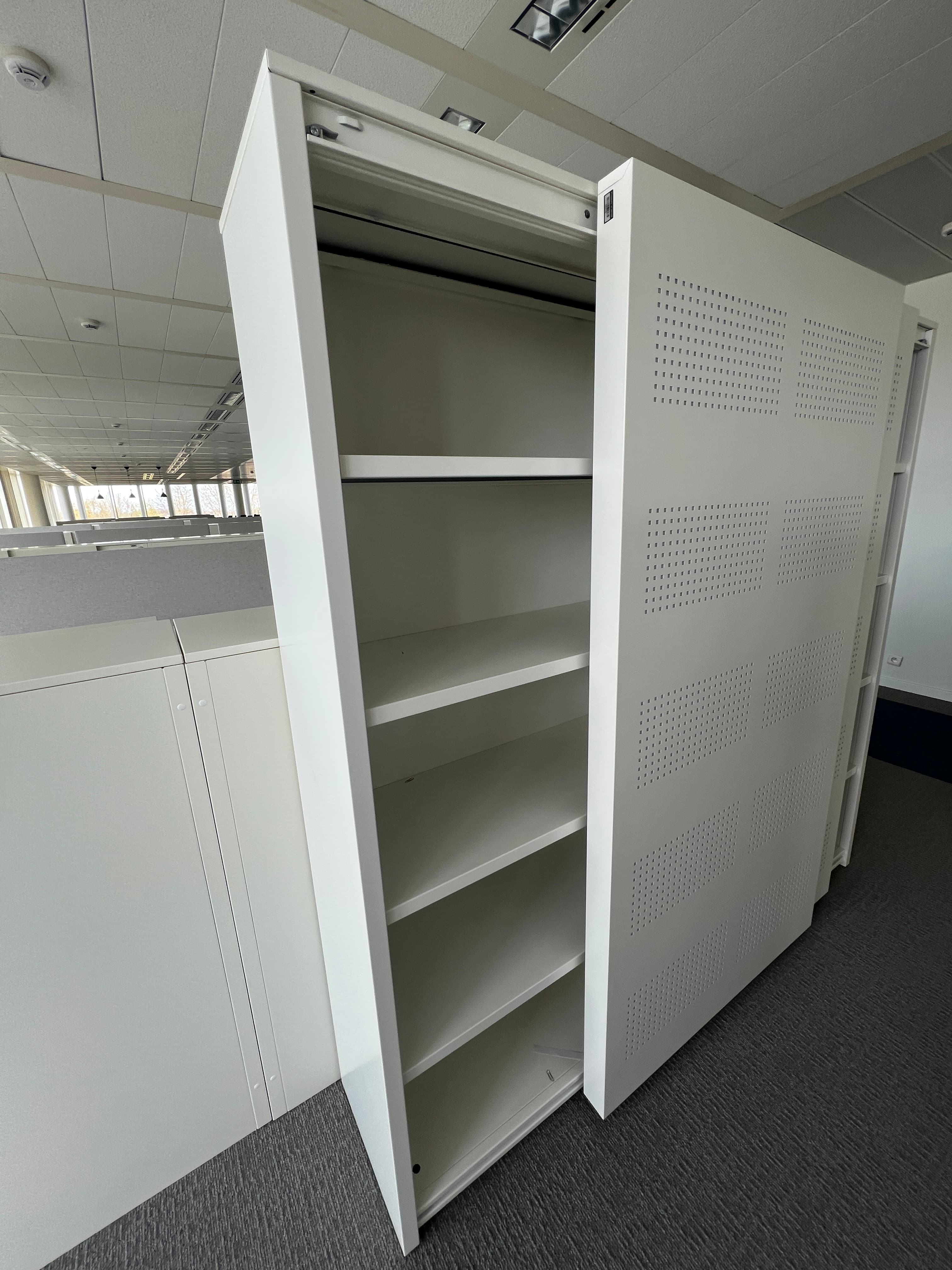 192cm Large White Metal Storage With Sliding Door-1