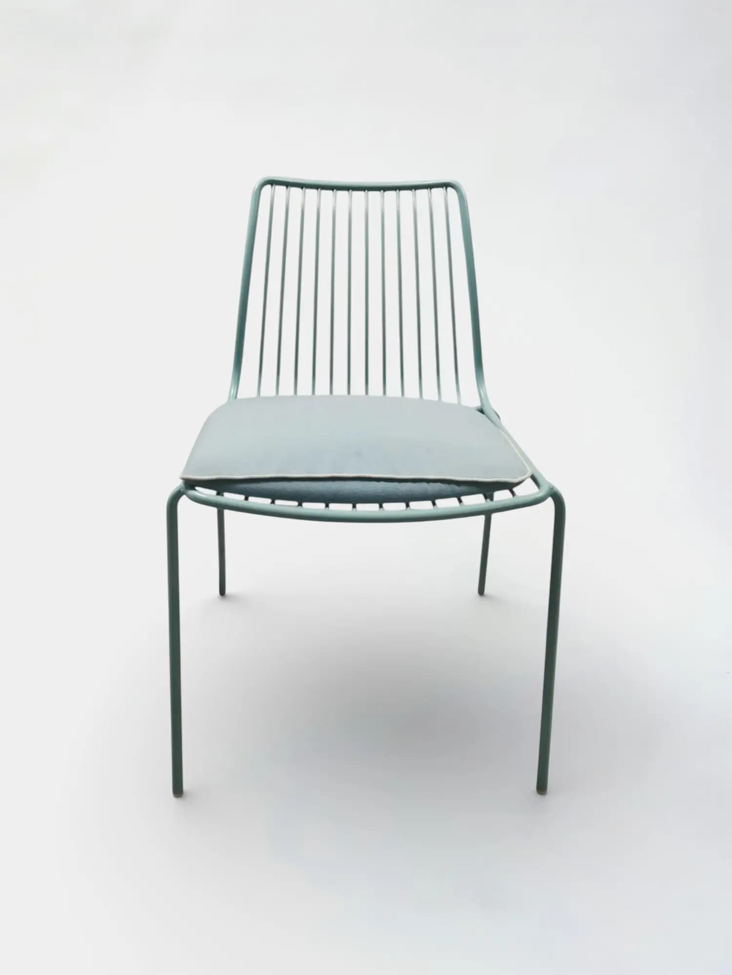 Pedrali Nolita Mint Green Metal Stackable Dining Chair with Cushioned Seat-0