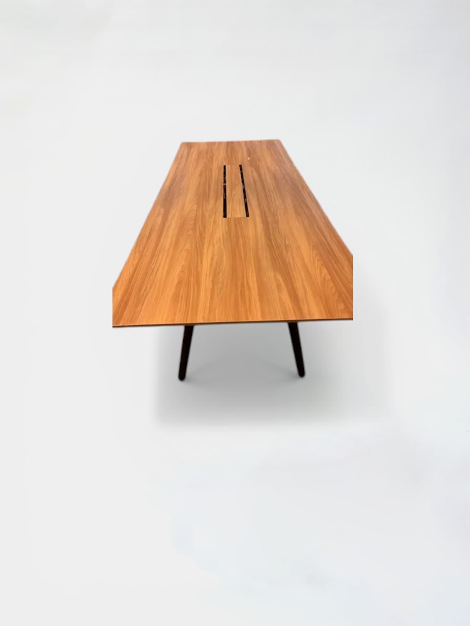 240cm Black and Brown Wood Meeting Table