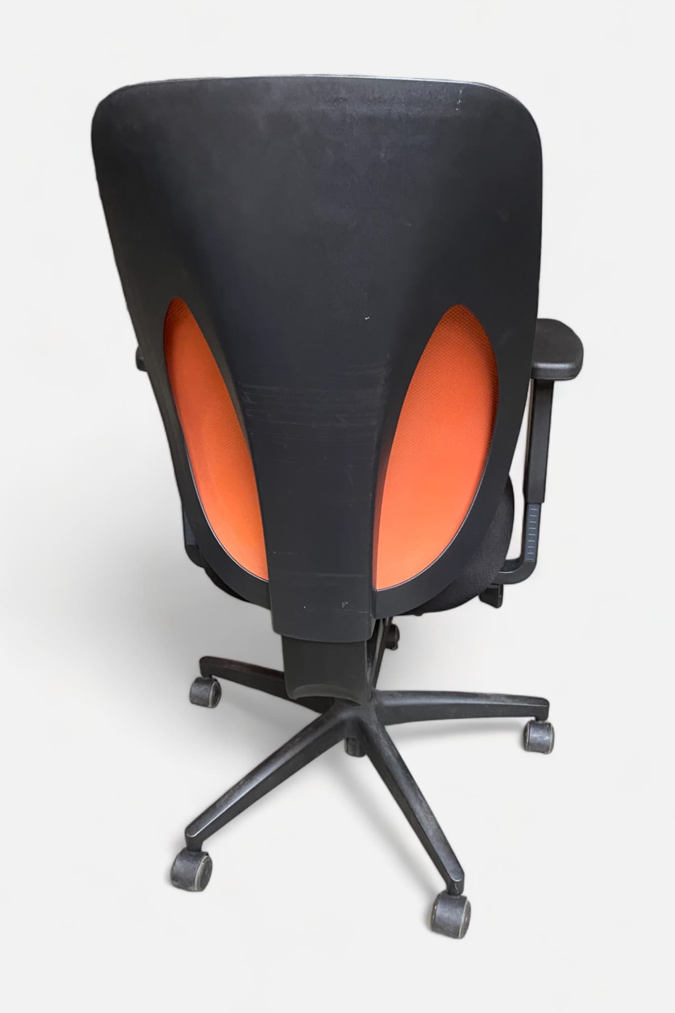 Giroflex Ergonomic orange and black office chair on wheels-1