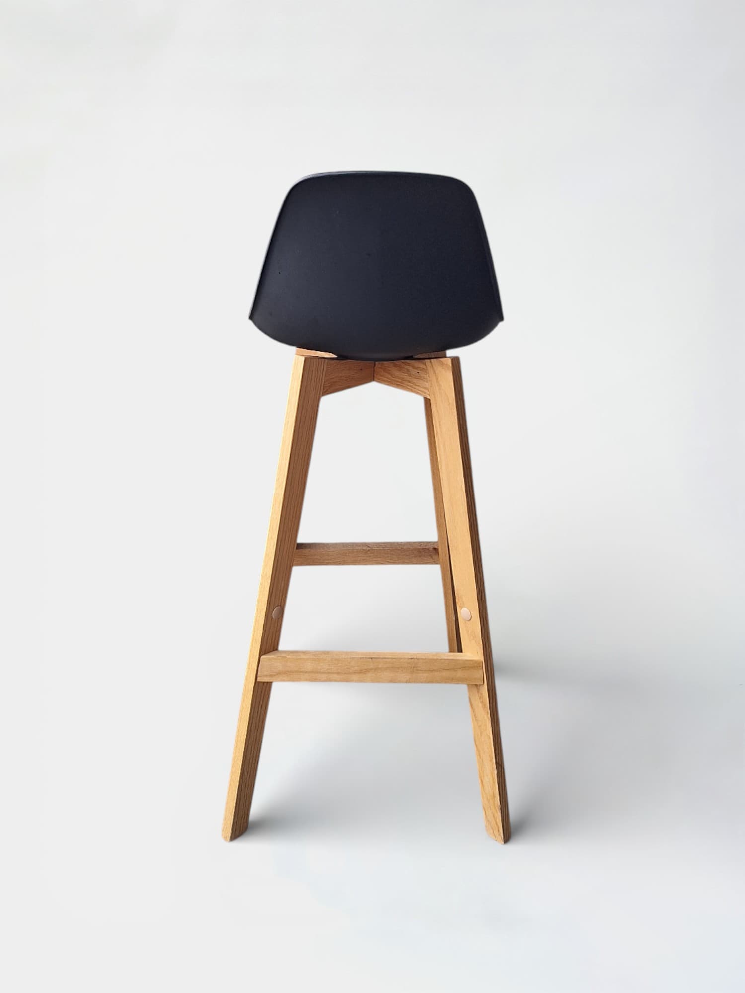 Maison du Monde ICE Black Bar Stool with Wooden Legs-3