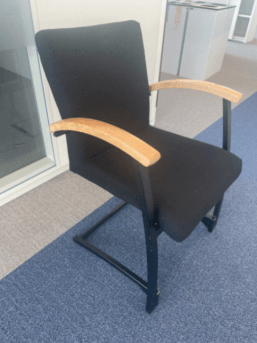 Kinnarps Black Fabric Chair With Wood Armrest-2