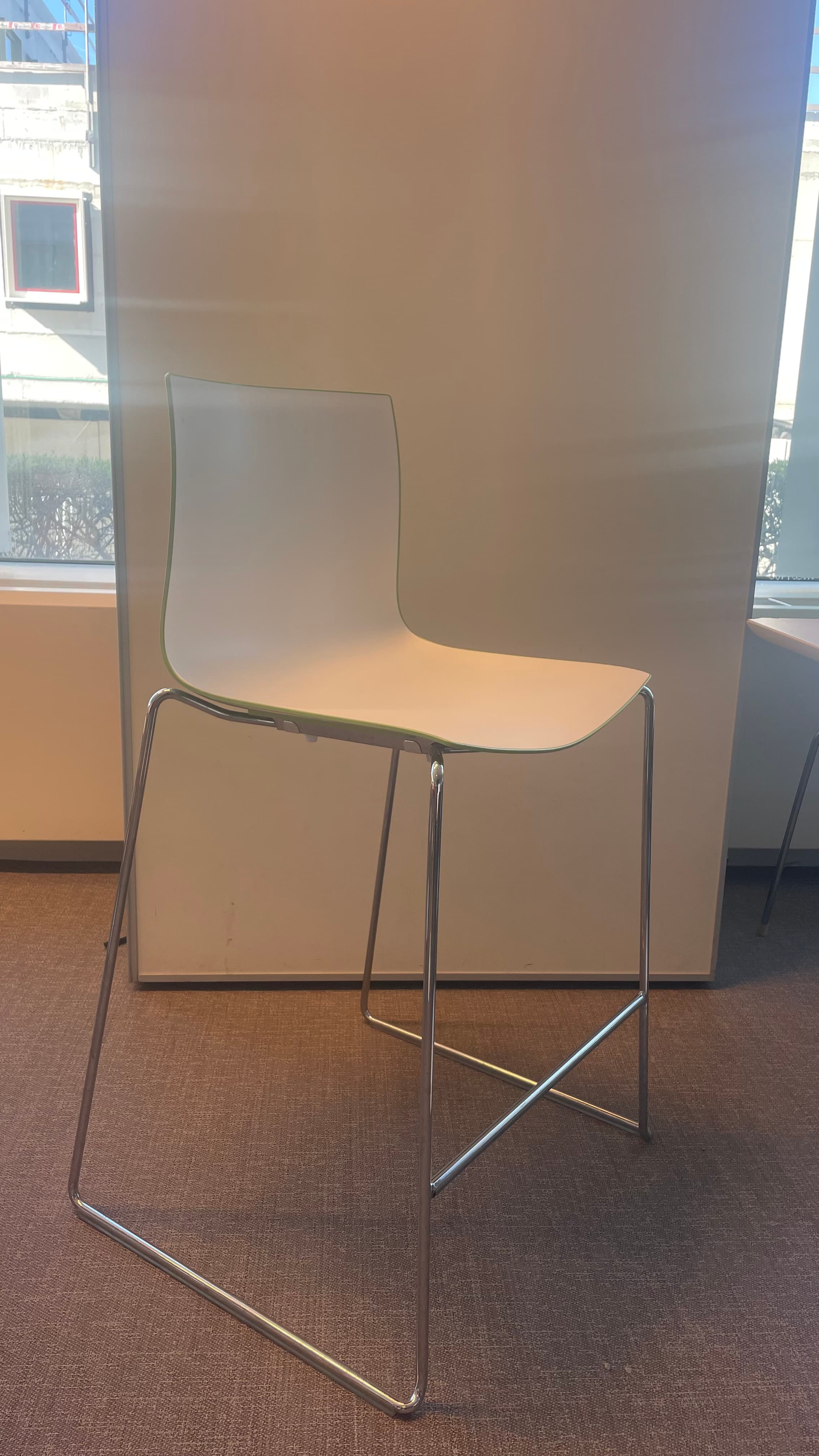 Arper Green and White Plastic Stool