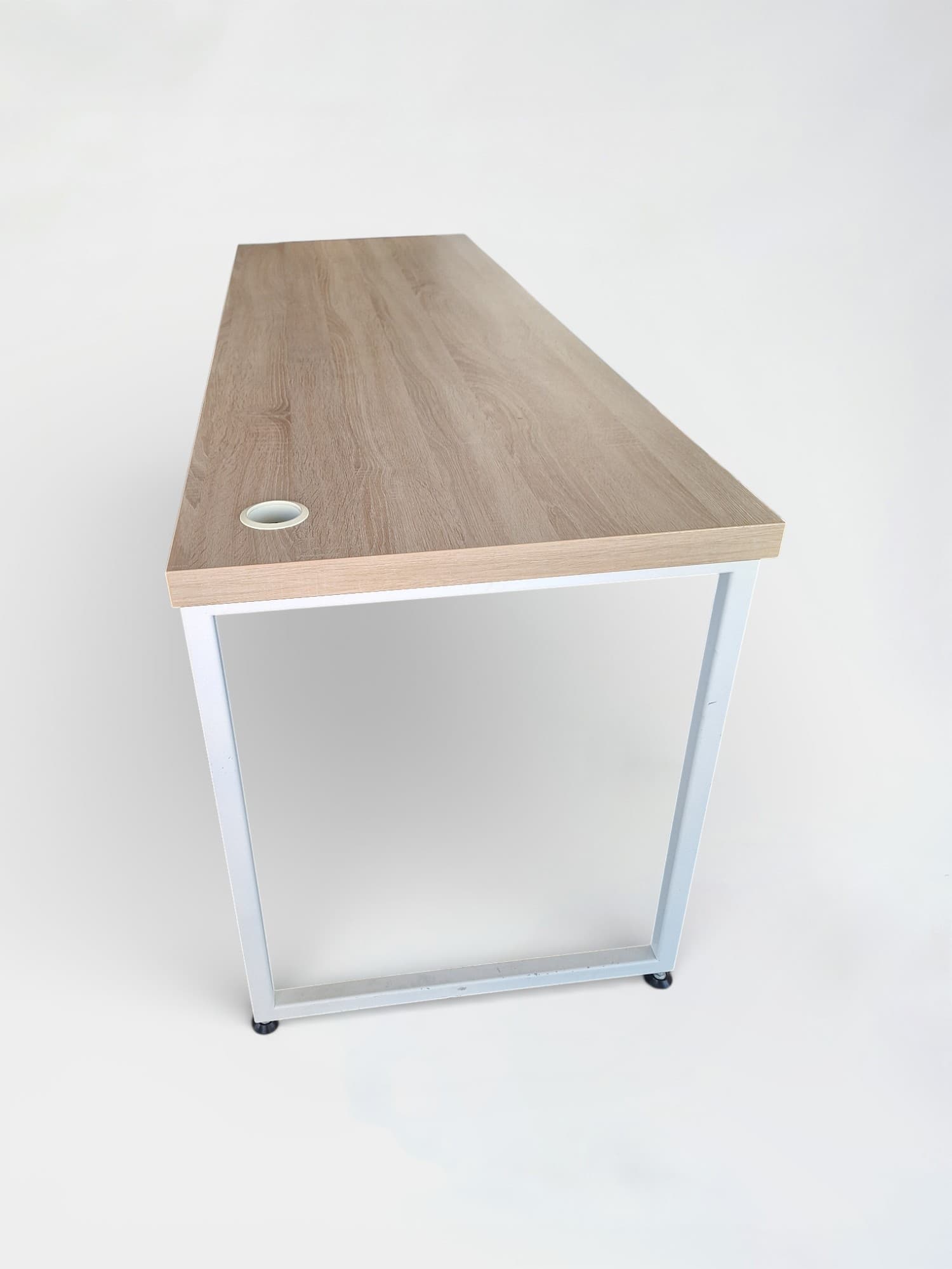 180cm laminate desk with top access and white legs-1