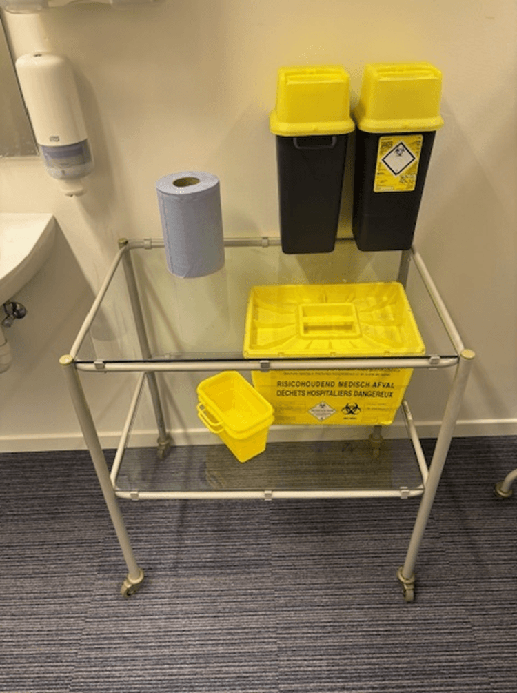 Metal and Glass side table on wheels-0