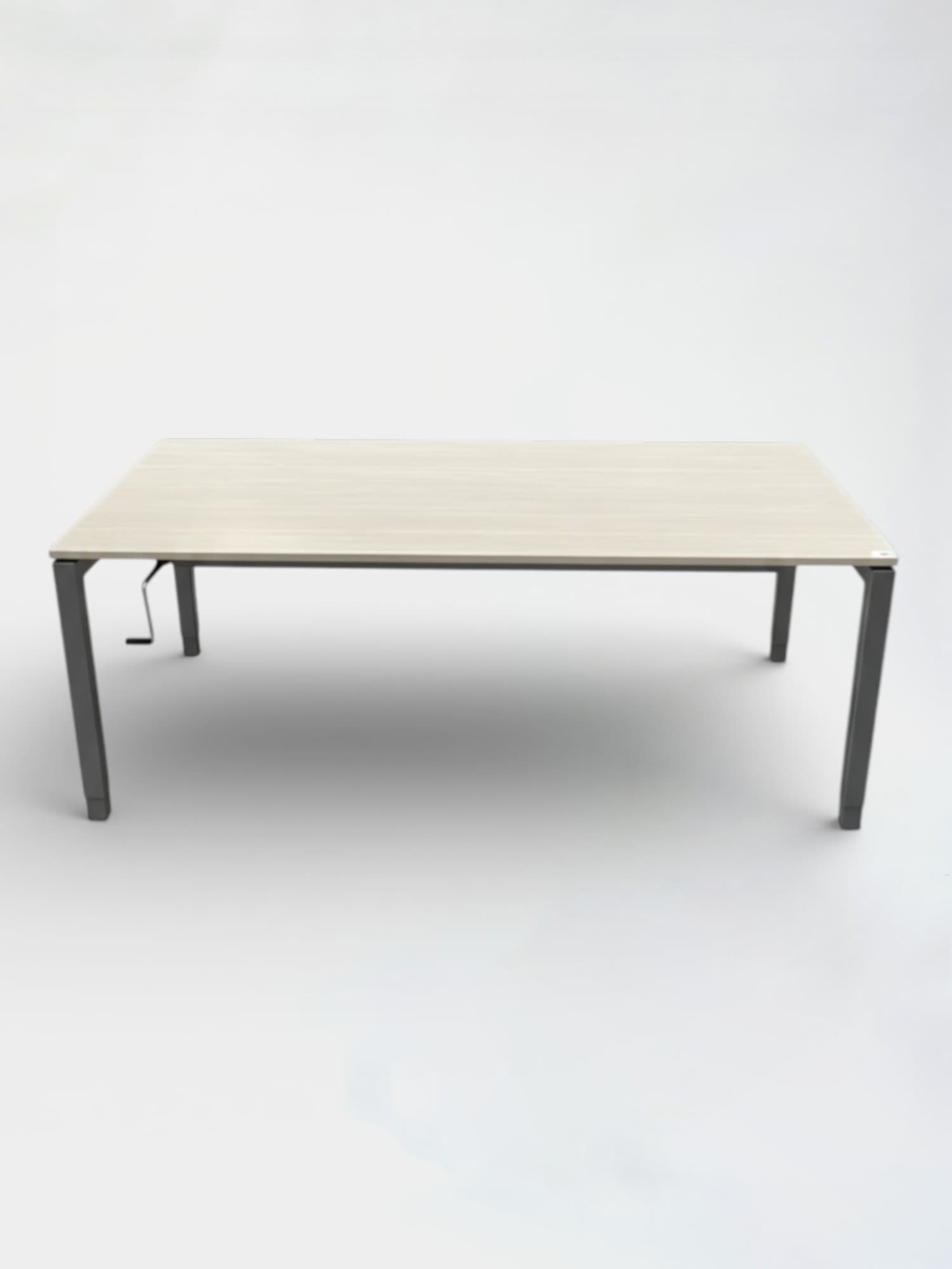 NURUS 180x90cm Bureau réglable en bois naturel sur pieds gris-0