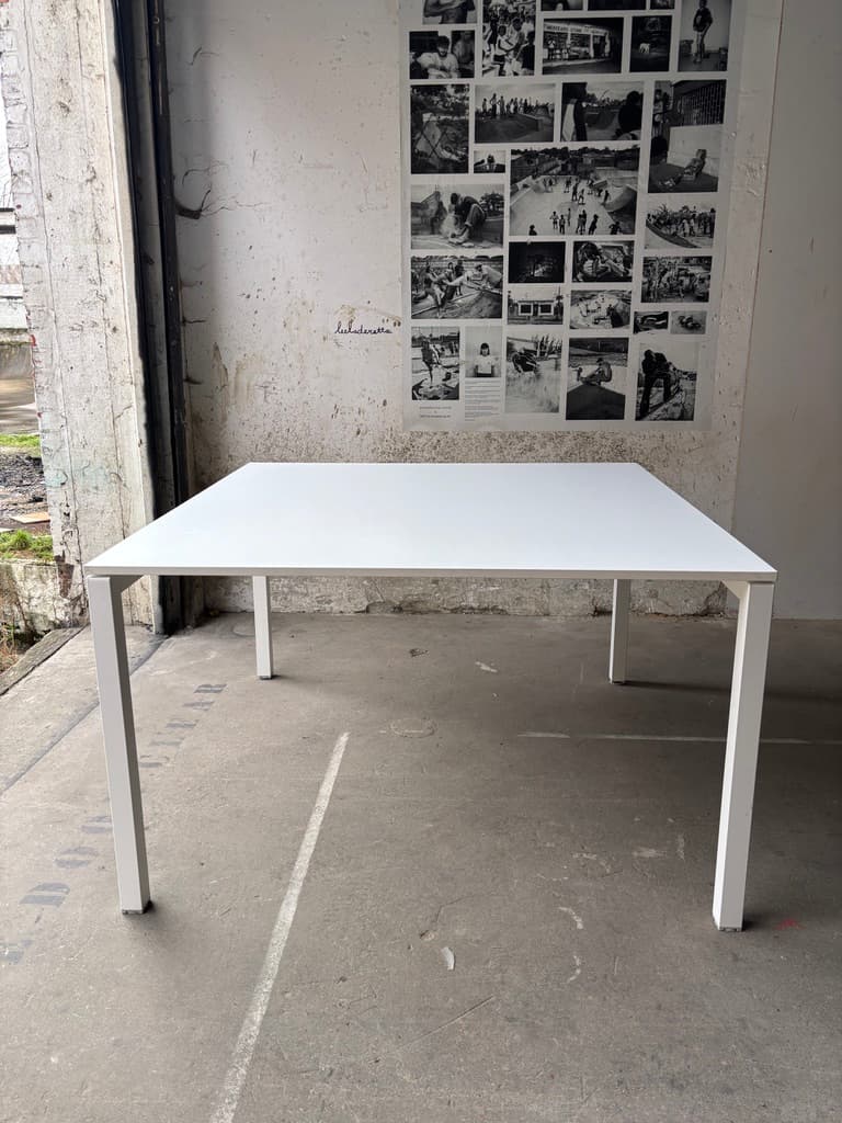 125cm square white table-2
