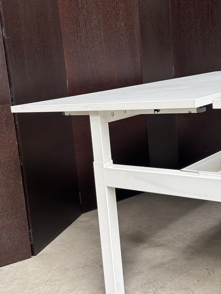 180x160cm White bench duo desk without divider-2