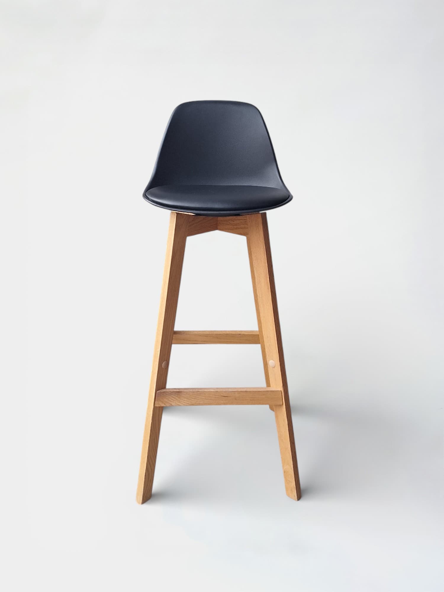 Maison du Monde ICE Black Bar Stool with Wooden Legs-1