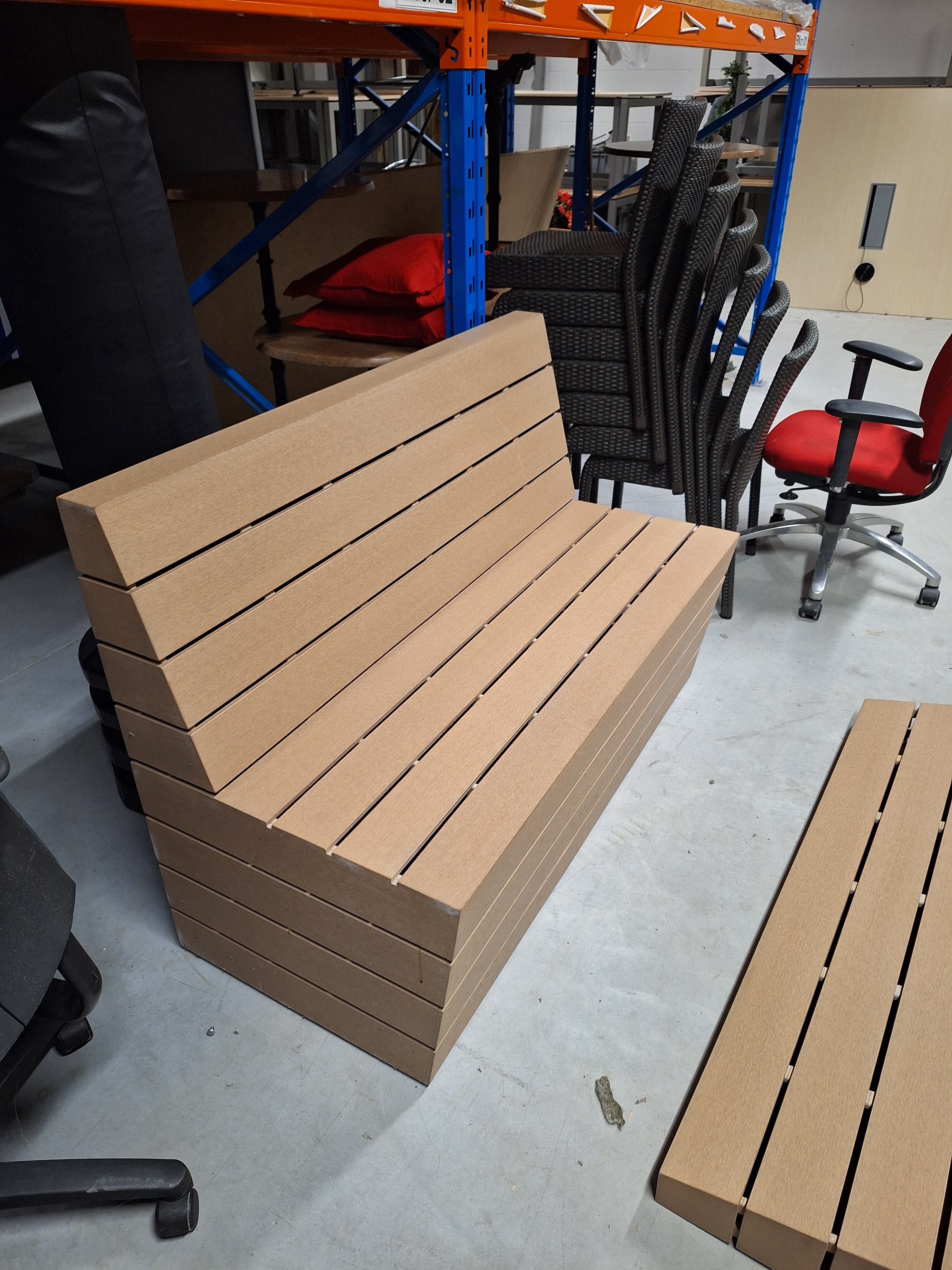 Banc extérieur en plastique Satelliet Beigetaupe-1