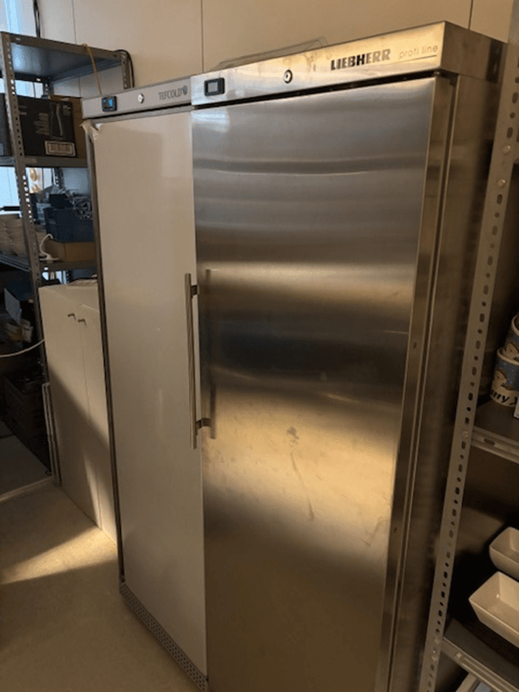 Liebherr White and Gray Metal Storage Unit-0