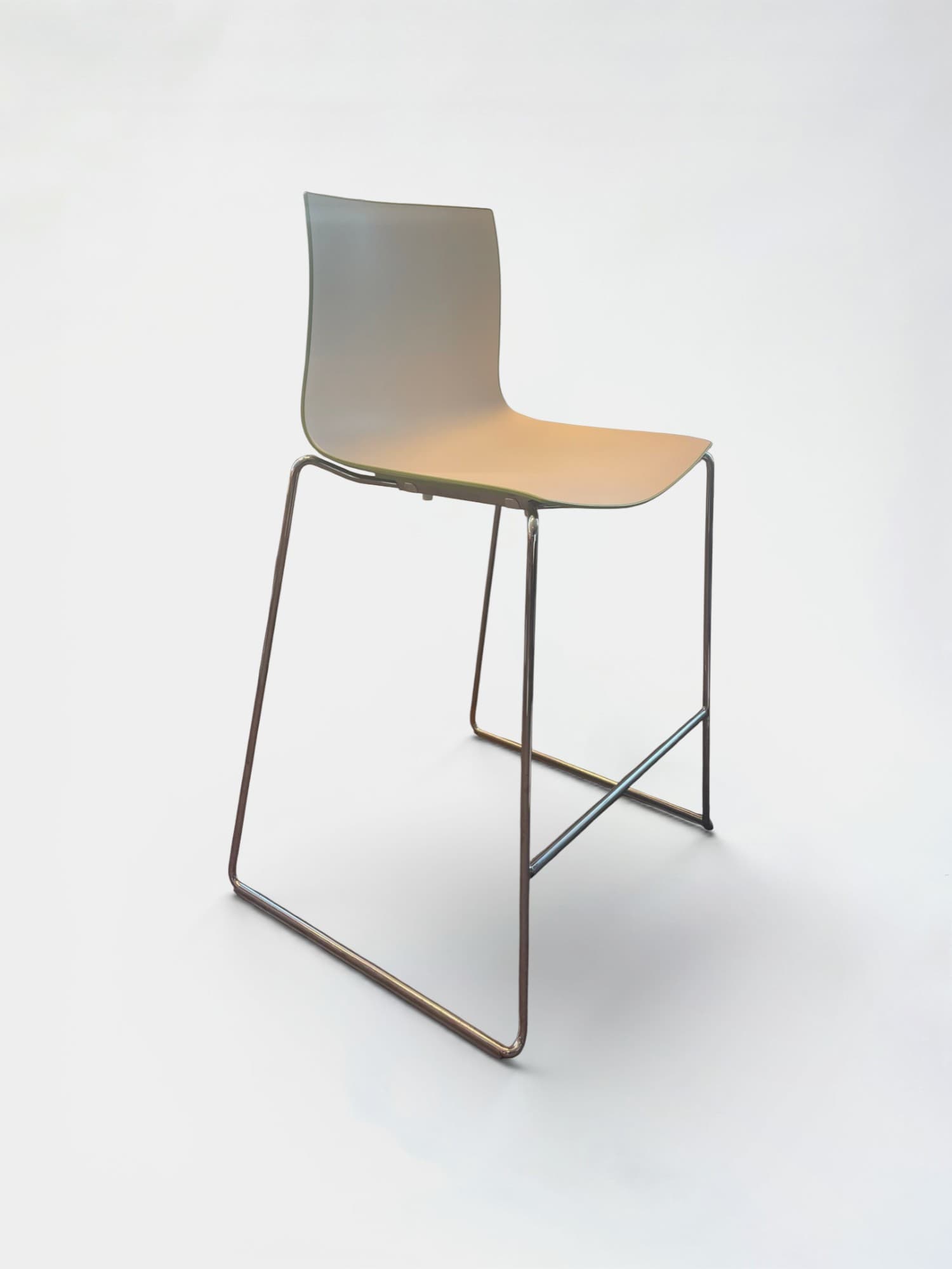 Arper Green and White Plastic Stool