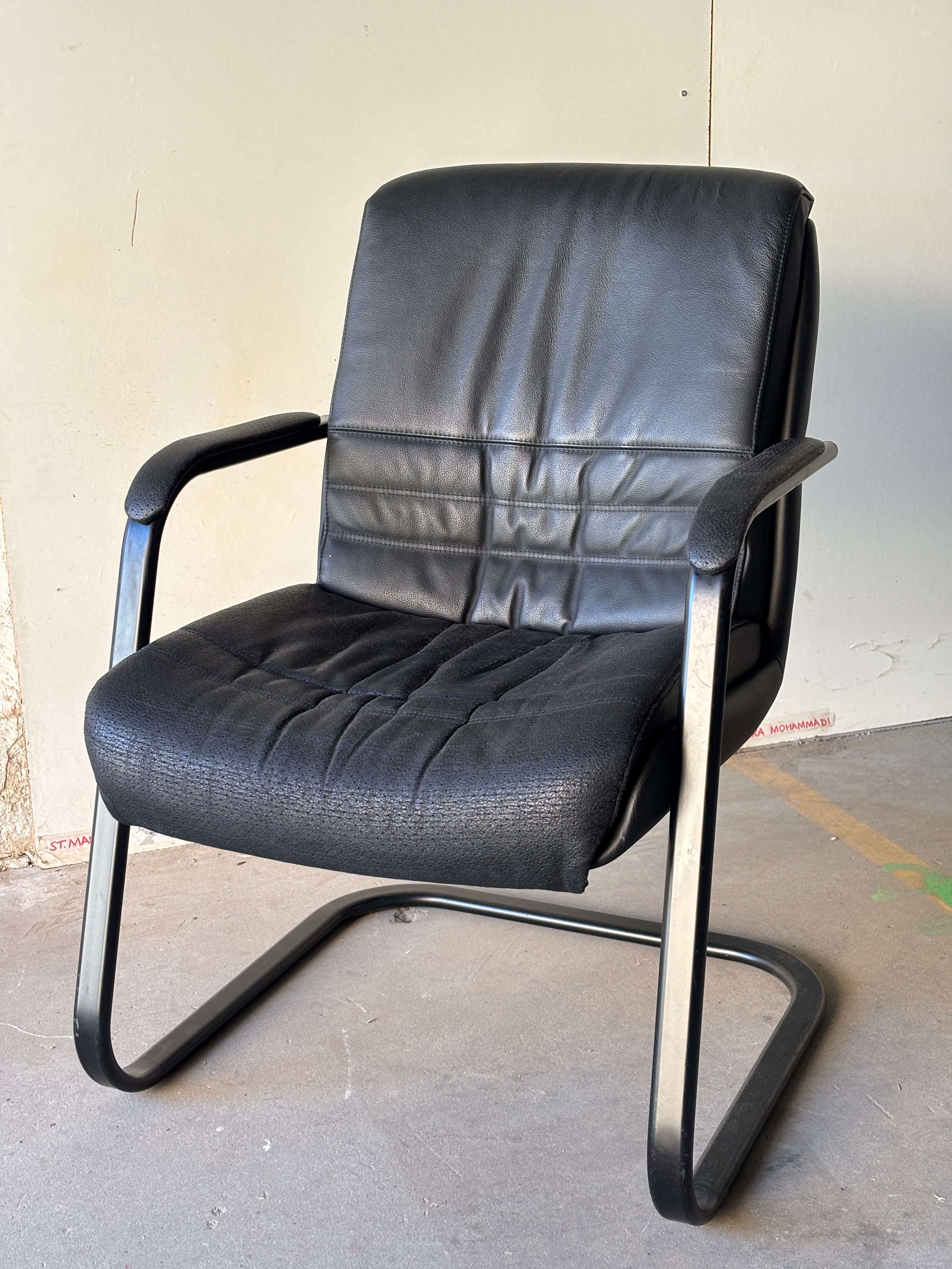 Sitland Black Simili Leather Chair-2