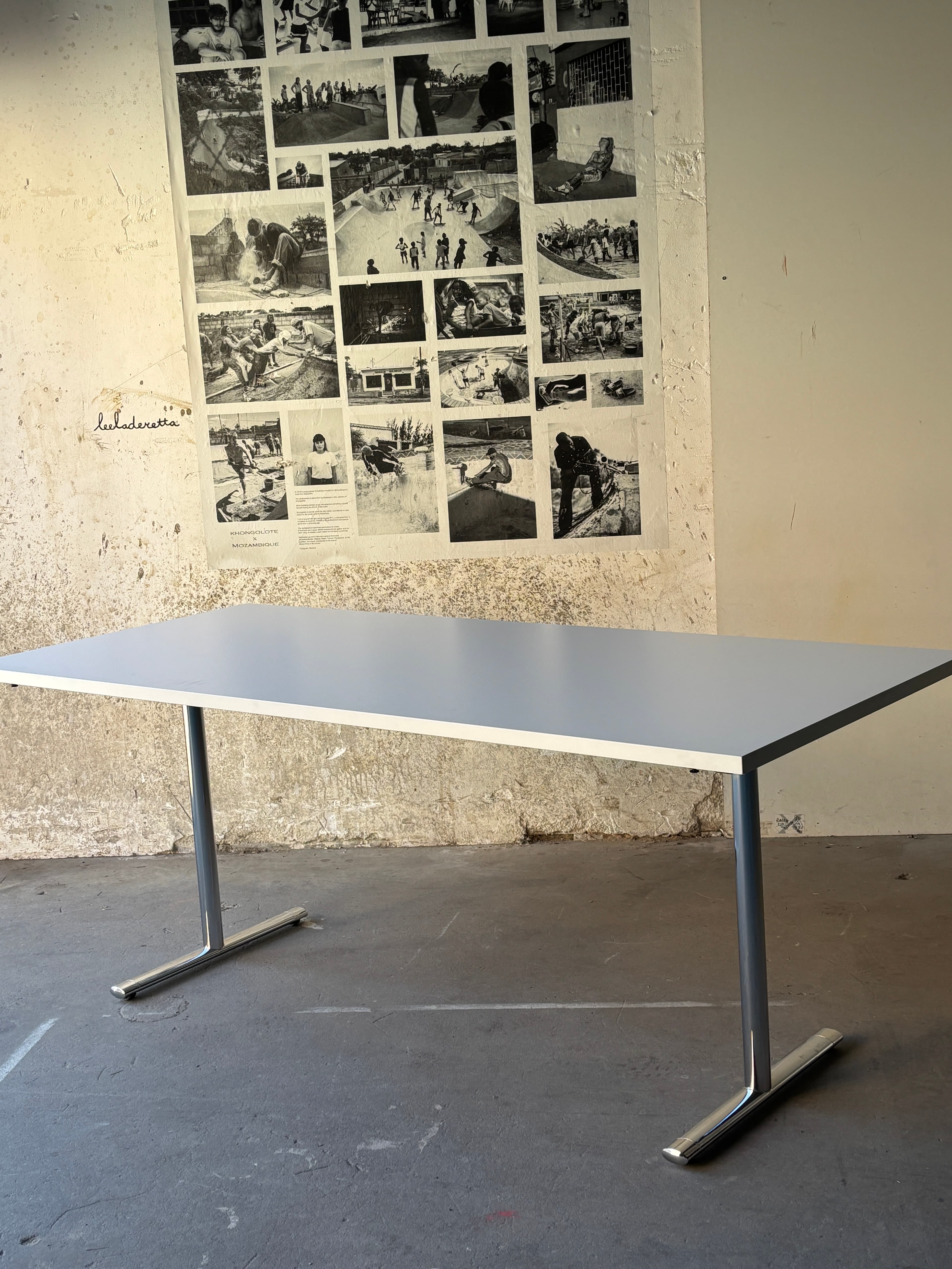 Howe 180cm minimalist Desk with metal legs and white top-1