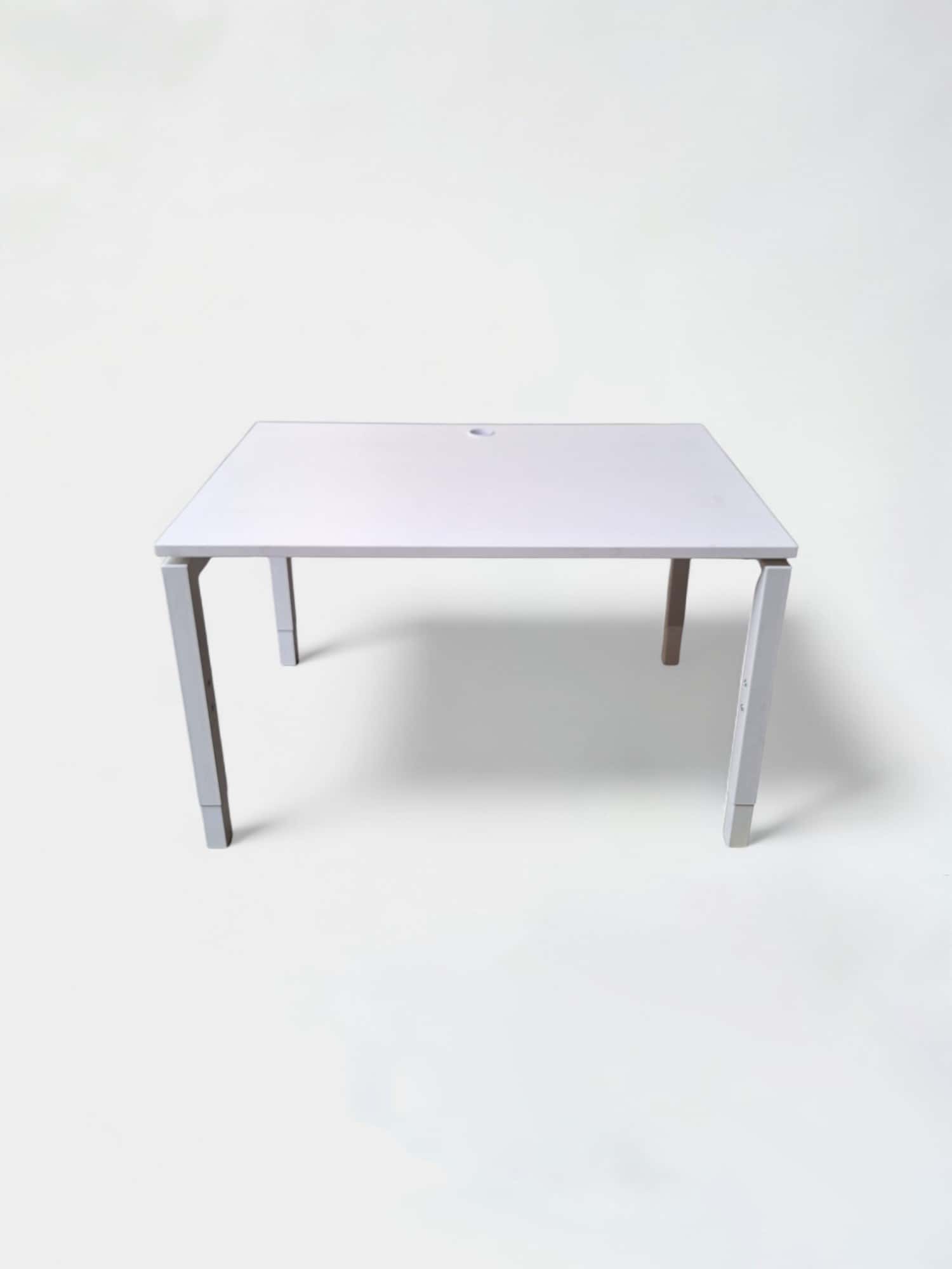 120cm White desk with adjustable white legs and top access product image