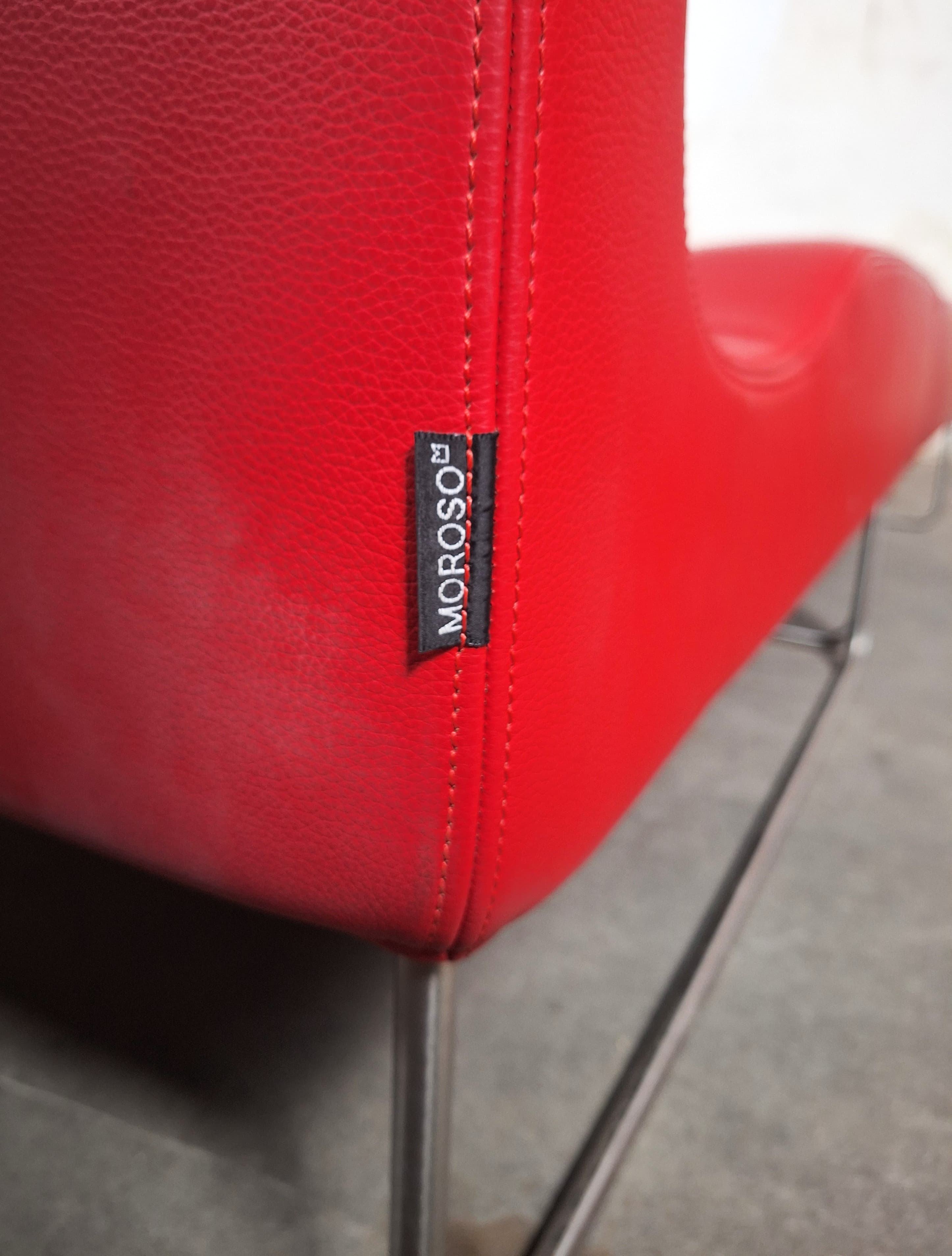 Lowseat armchair in red leather by Patricia Urquiola for Moroso, 1999-1