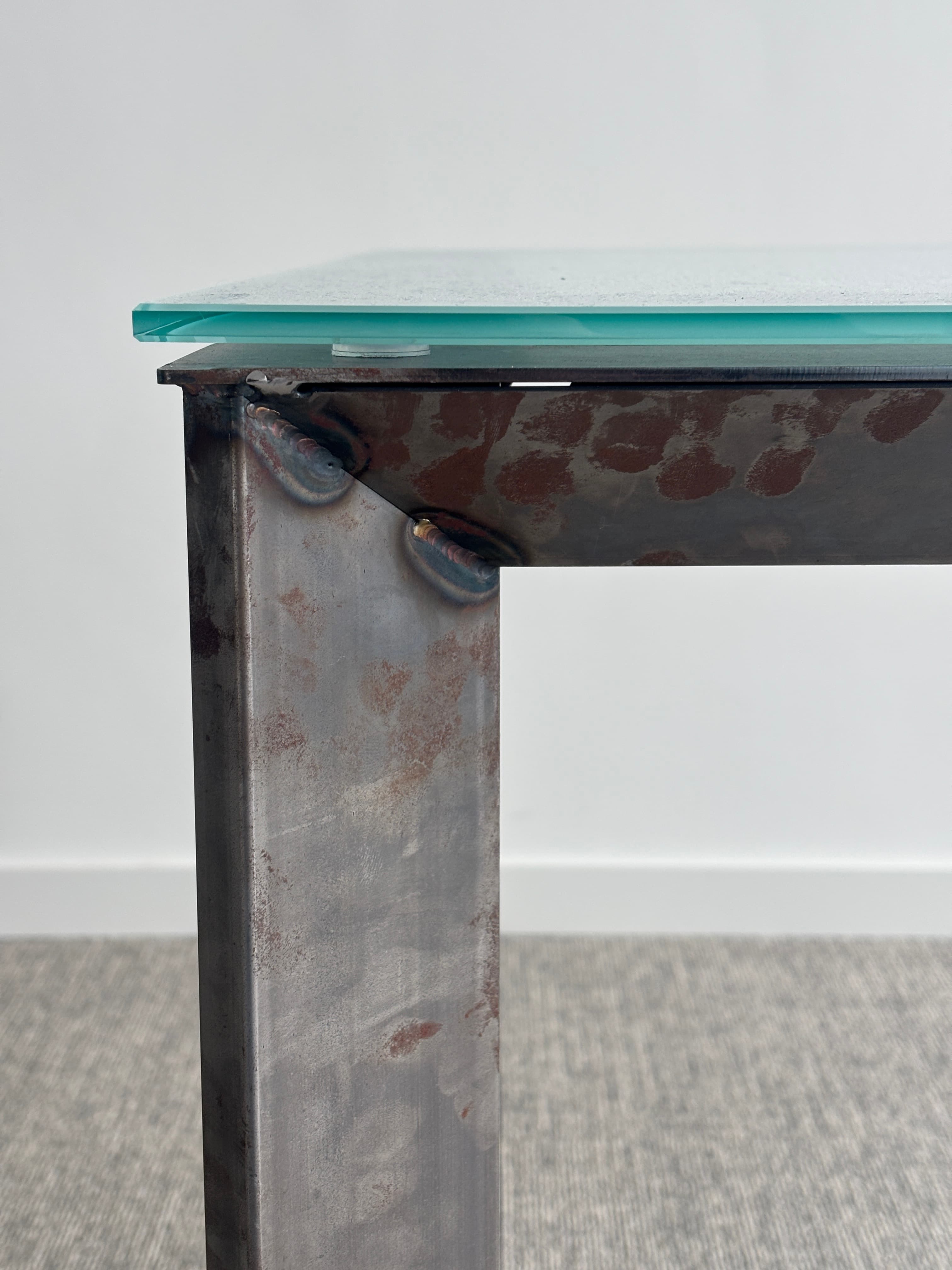 Odile Decq 180cm Glass Desk with metal legs