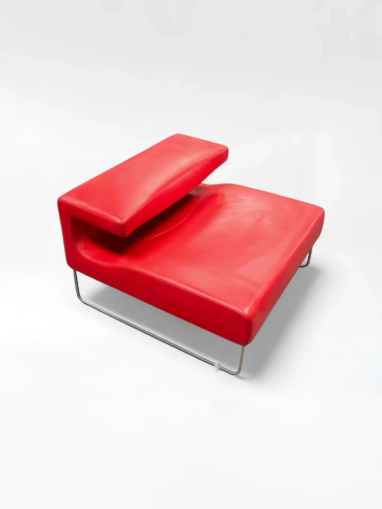 MOROSO Fauteuil Vintage Low Seat en cuir rouge par Patricia Urquiola pour Moroso, 1999