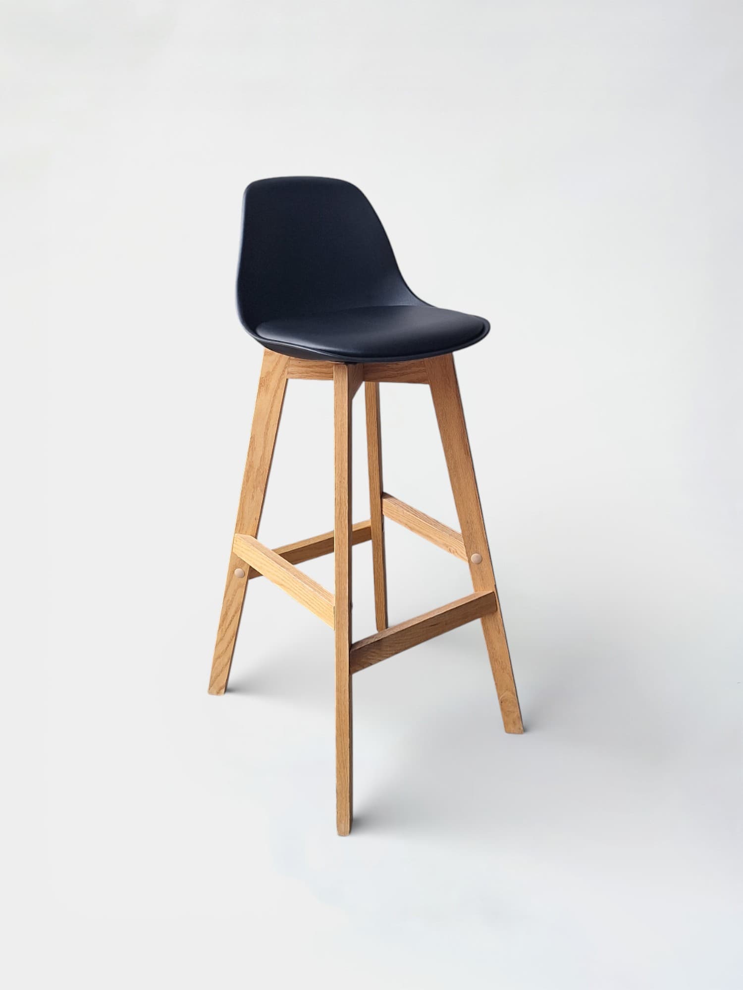 Maison du Monde ICE Black Bar Stool with Wooden Legs