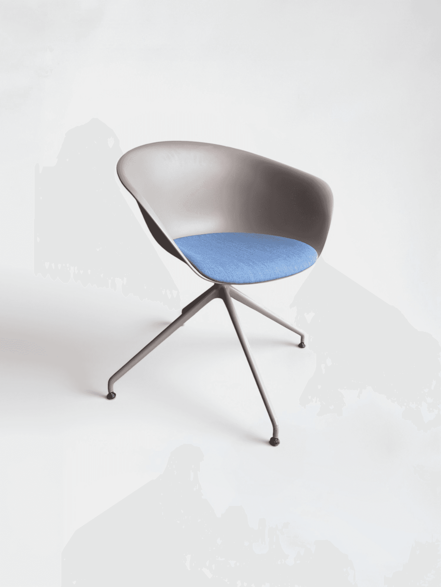 Arper Armchair in Grey Plastic with Blue Fabric Seats product image